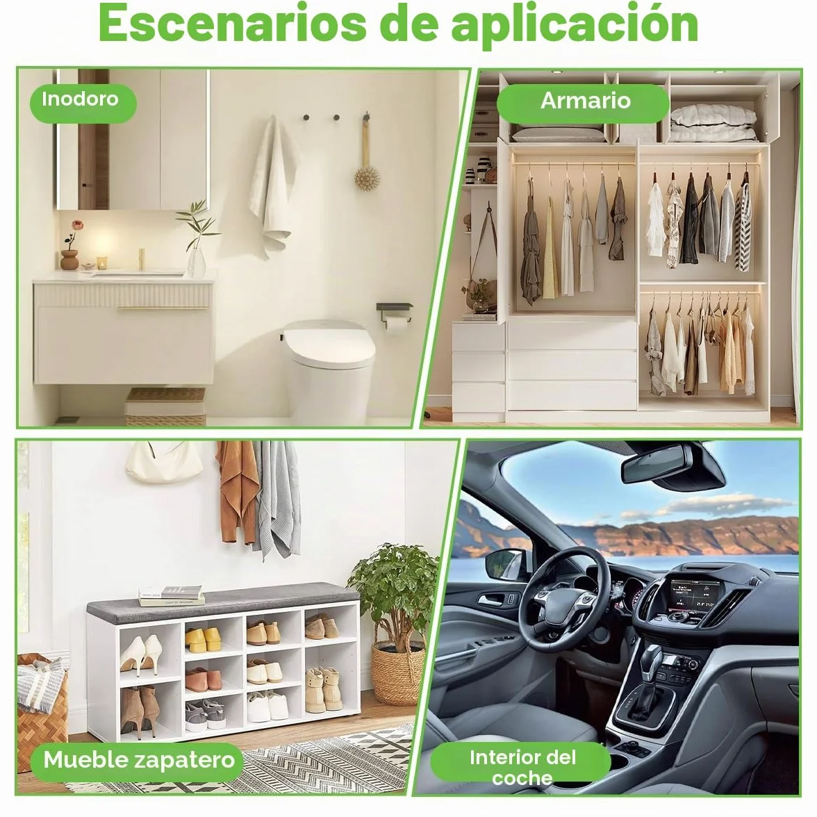 Bolsas Purificadoras de Aire de Carbón de Bambú 75g 4 Paquete Desodorantes para Zapatos Coche Cocina Nevera