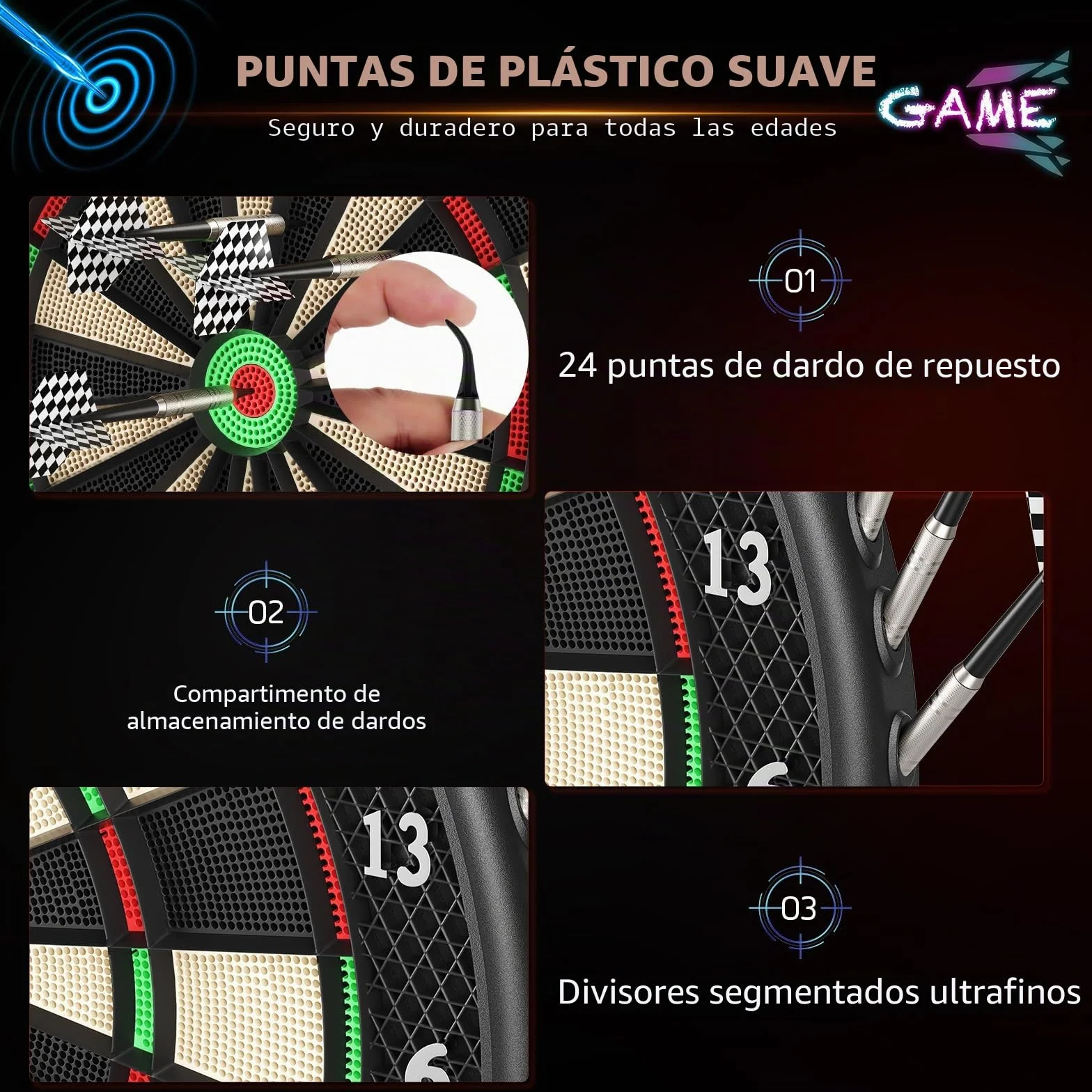 Diana Electrónica Profesional con Pantalla LCD Digital y Dardos de Punta Suave, Diana Dardos Electronica con 27 Juegos, 243 Modos Ideal para Amigos, Familia, Oficina, Fiestas de Pub.