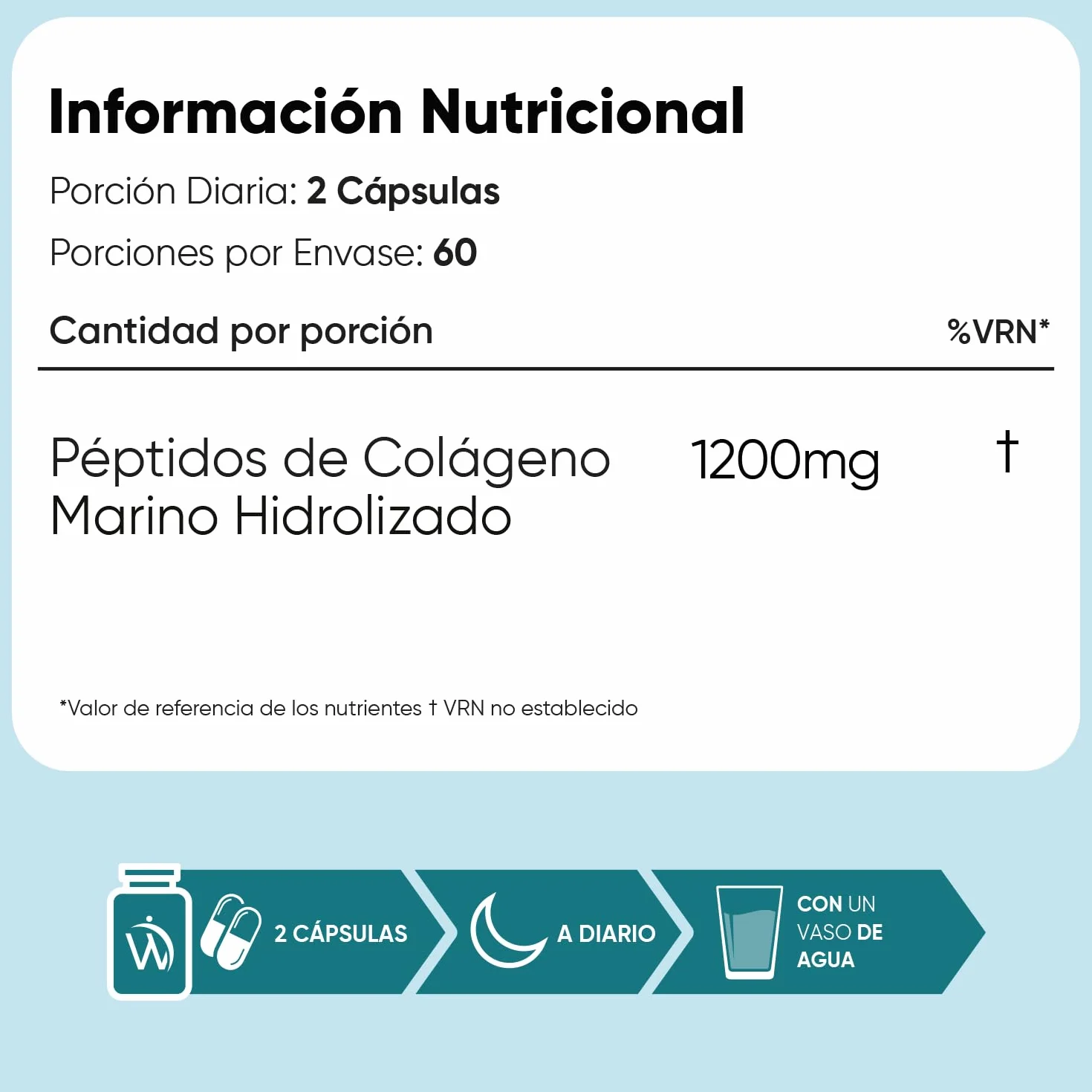 Colágeno Marino Hidrolizado 100% Puro 1200 mg - 120 Cápsulas de Péptidos de Colágeno de Pescado Hidrolizado Tipo I y III