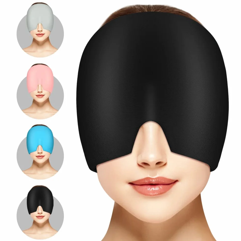 ACWOO Gorro de Gel para Migraña, Frío/Caliente Reutilizable, Alivio Dolor de Cabeza, Negro