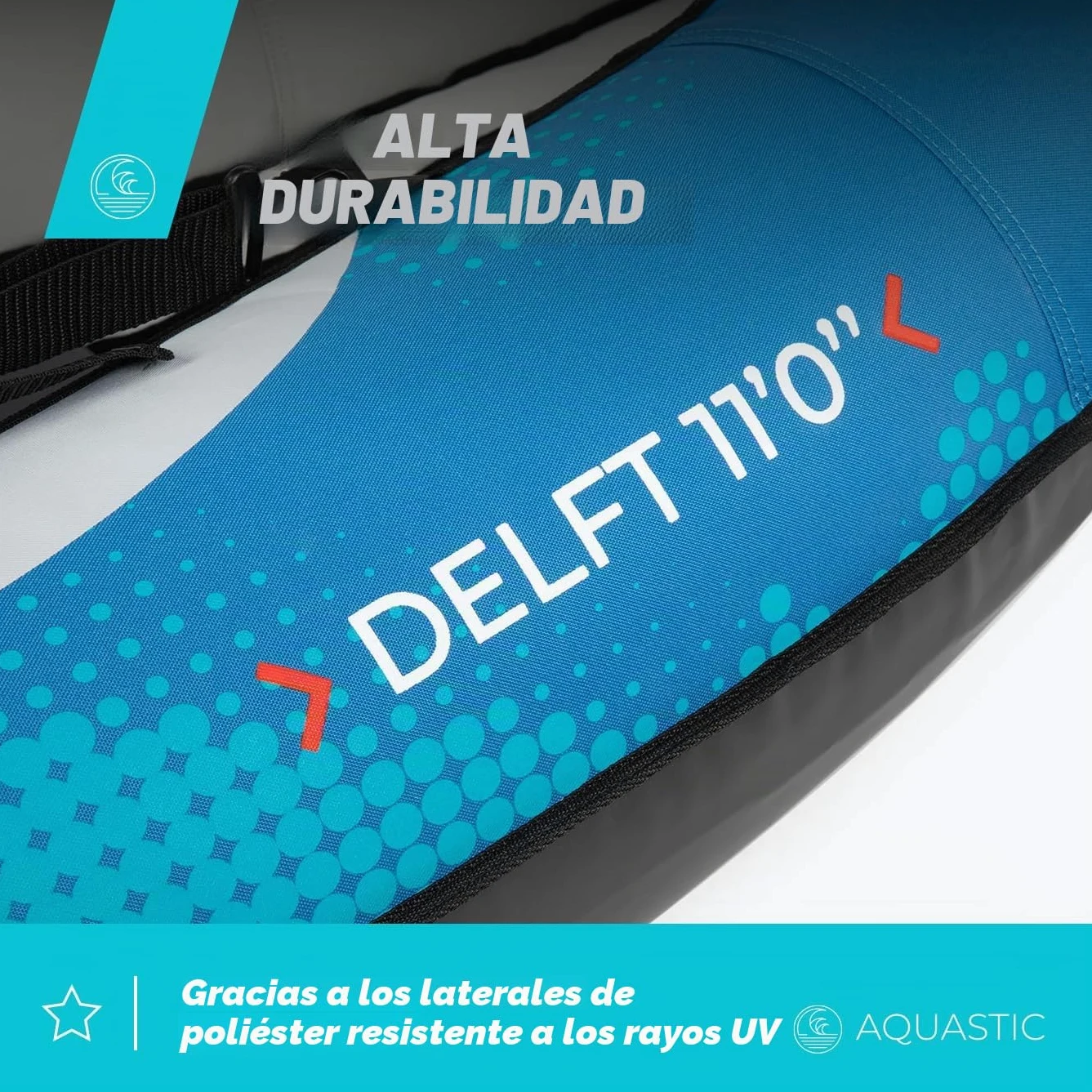 AQUASTIC Kayak DELF 11'0" Kayak Hinchable para 2 Personas con Dos Asientos Bomba Quilla Central y Funda Azul Kayak con Dimensiones 335x96 cm Ideal para Rafting y Excursiones Material PVC Resistente
