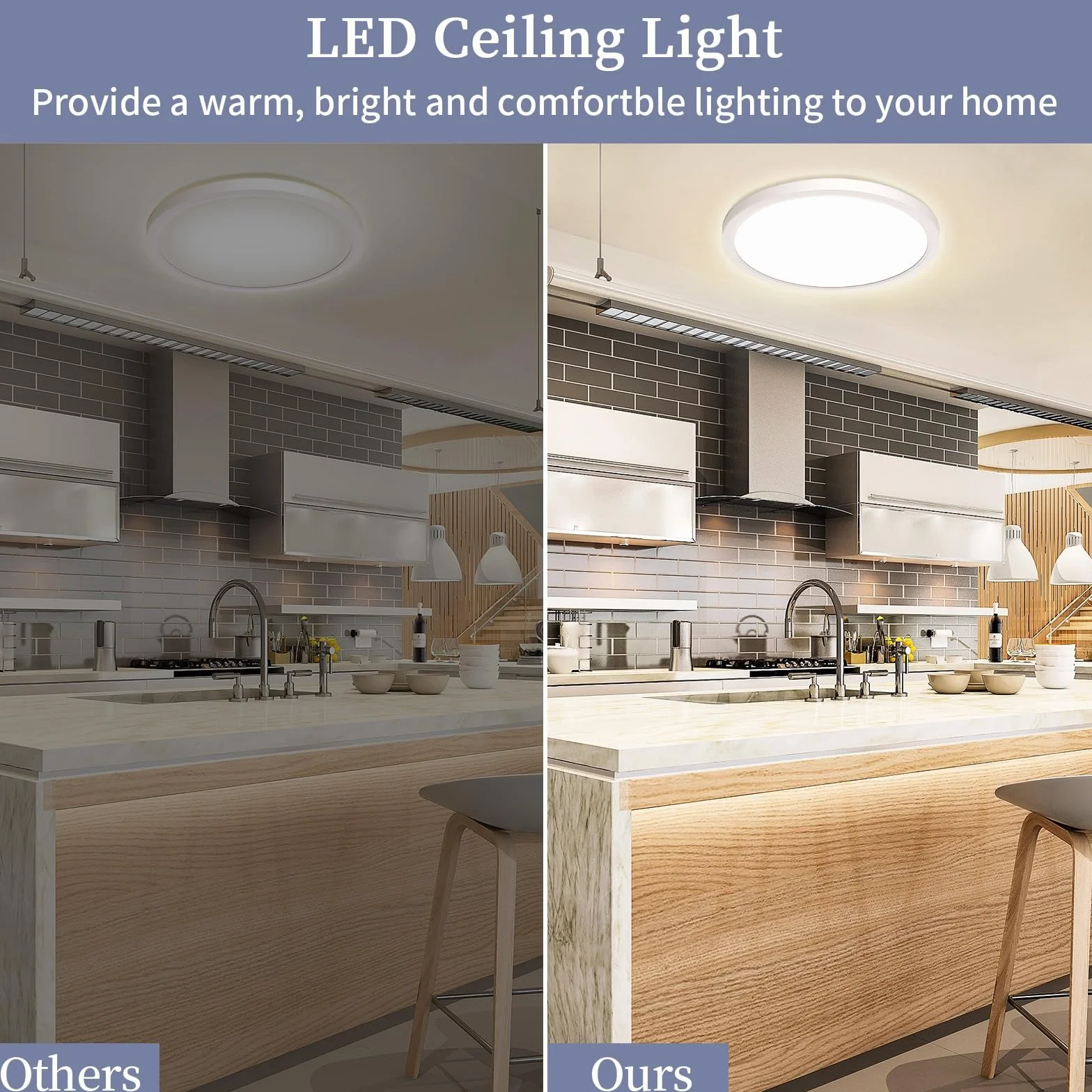 Plafon LED Redondo 18W 1600LM 3000K IP44 Ø22CM Lámpara de Techo Baño Cocina Interior