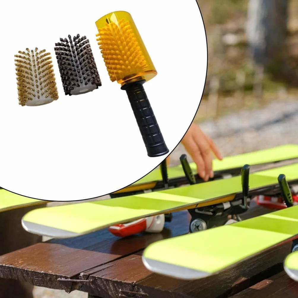 Kit de Cepillos para Encerar Tablas de Snowboard, Kit de Cepillos para Esquís, Cepillos Profesionales de Nailon, Latón Y Crin de Caballo para Encerar