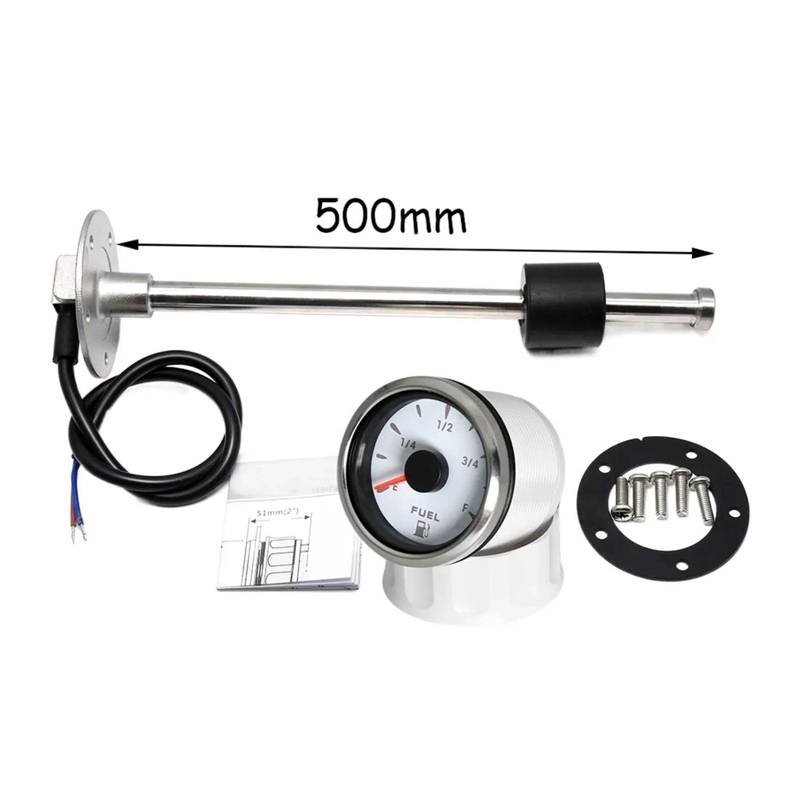 240-33 Sensor de flotación Combustible con Calibre Nivel 52 mm 7 Color DIRIGIÓ Indicador Tanque petróleo for el camión automóviles Marinos Vacá a Ful,Monitor preciso(500mm WS)
