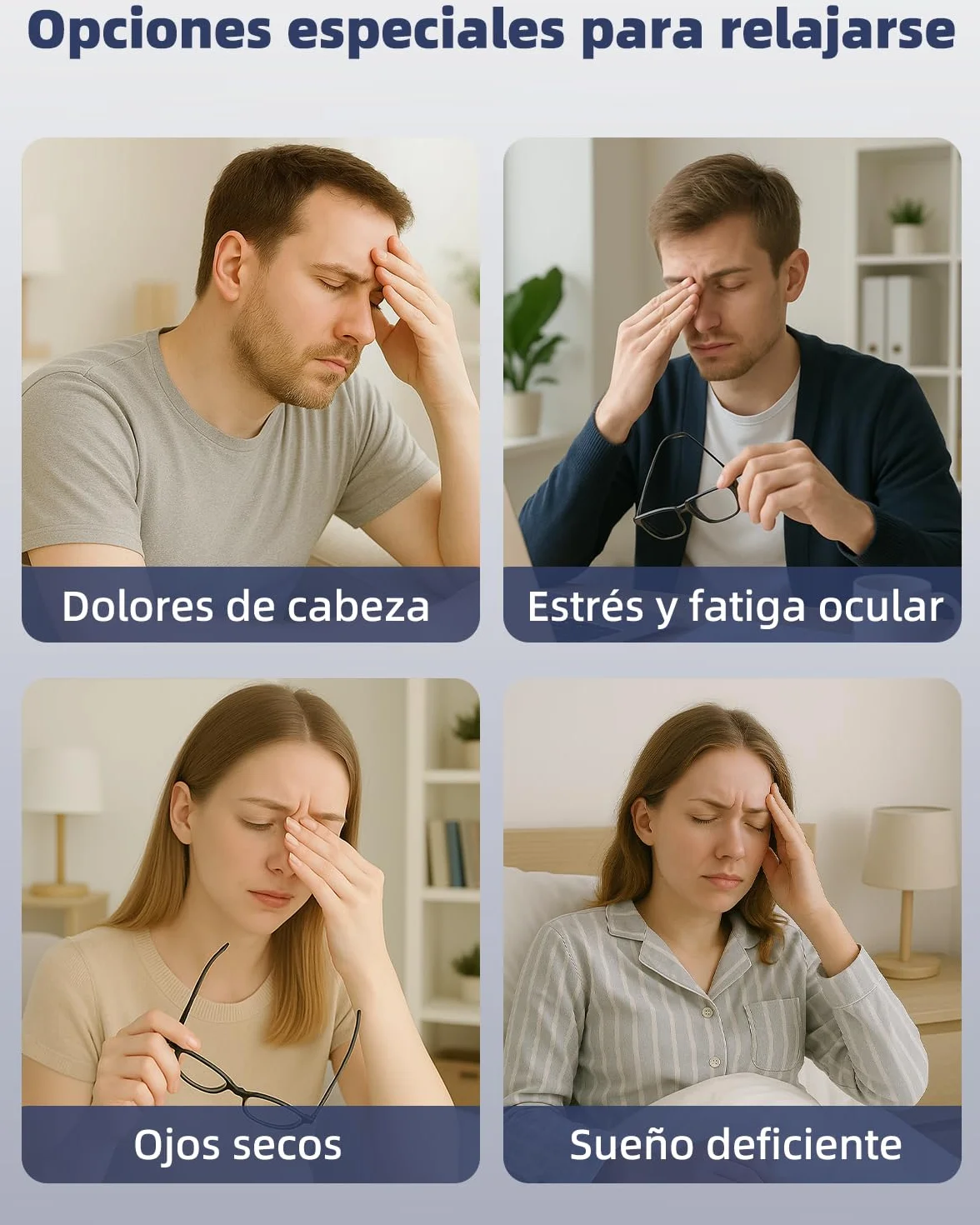 Masajeador Ocular Eléctrico con Calor y Vibración, Plegable 6 Modos