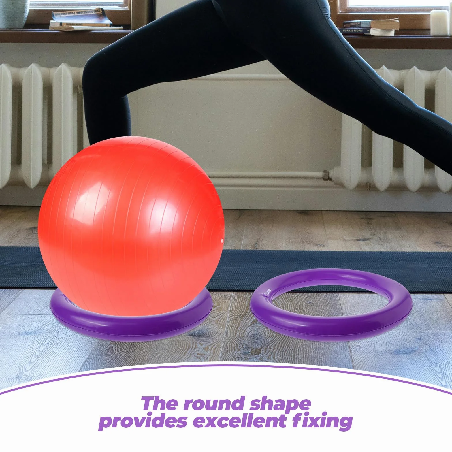 MAGICLULU Soporte Balón de Pilates Diseño de Anillo Fijador para Pelota de Yoga de PVC Púrpura, Base Redonda Estable y Fácil de Limpiar para Ejercicio y Entrenamiento