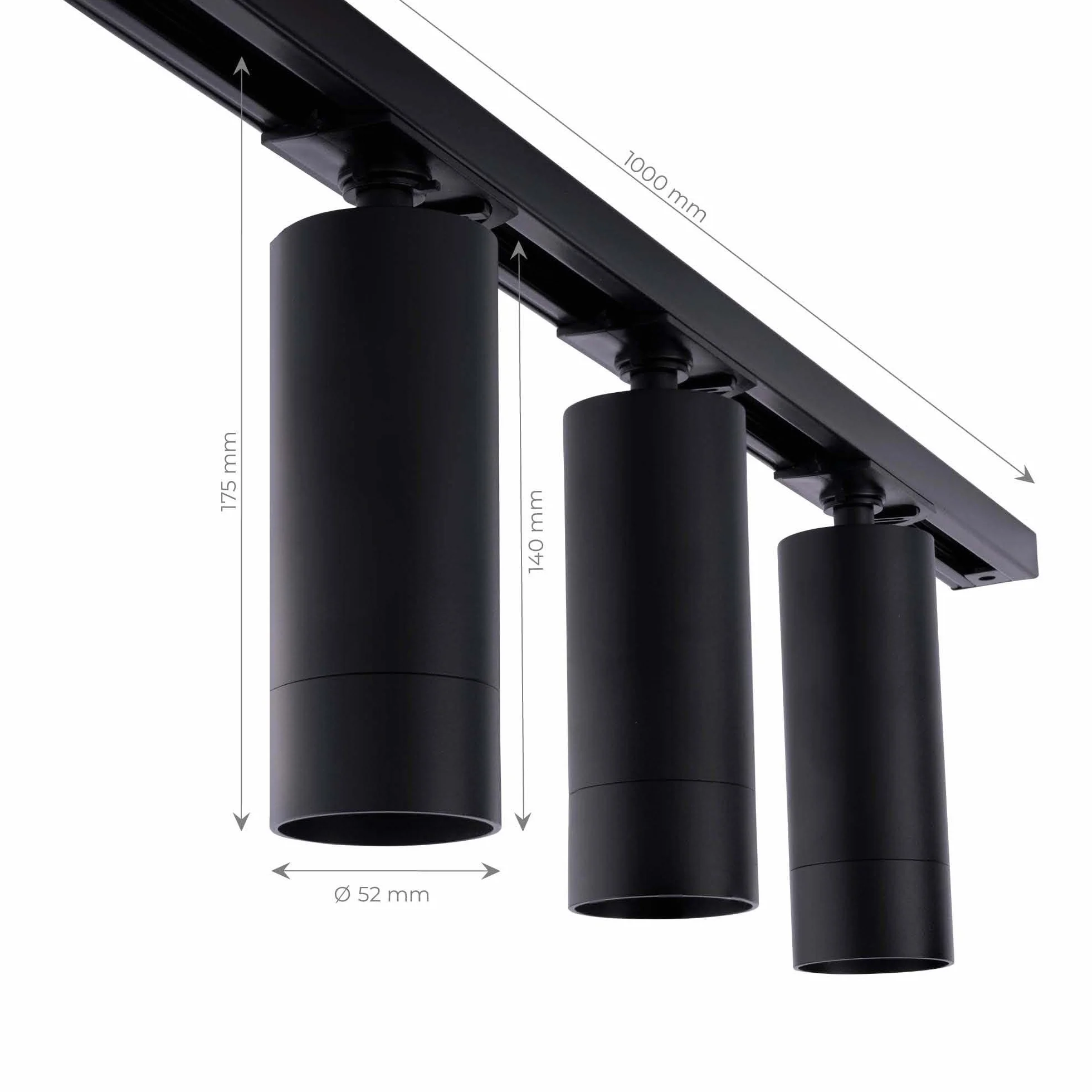 Ledvion Sistema de rieles iluminacion 1m Carril Monofasico 3W Negro 2700K 4x Foco de techo Orientable GU10