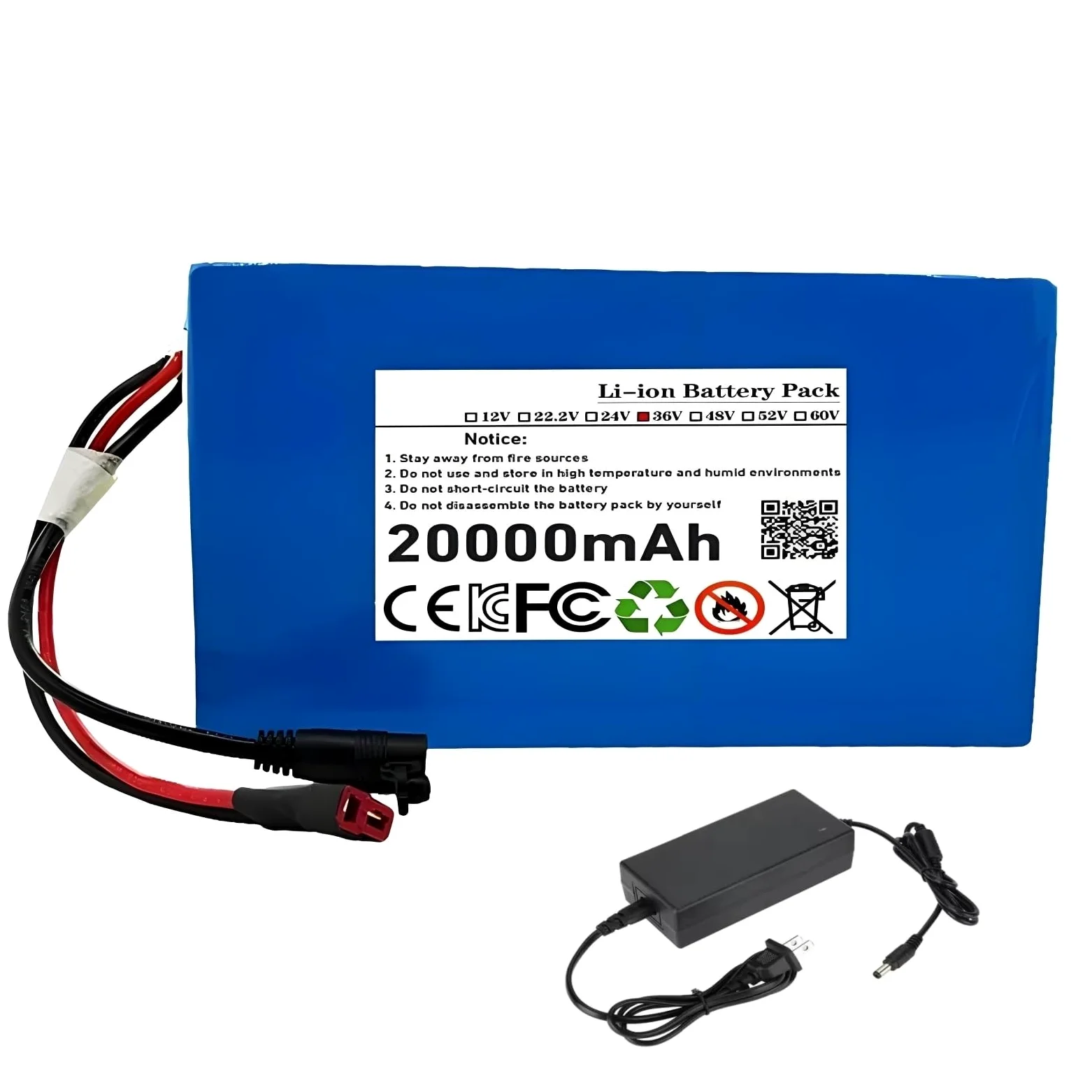 Batería 36V 20Ah Li Ion 10S5P Pack Con BMS Integrado Cargador 42V 2A Para Bicicleta Eléctrica Scooter 25A Descarga Continua