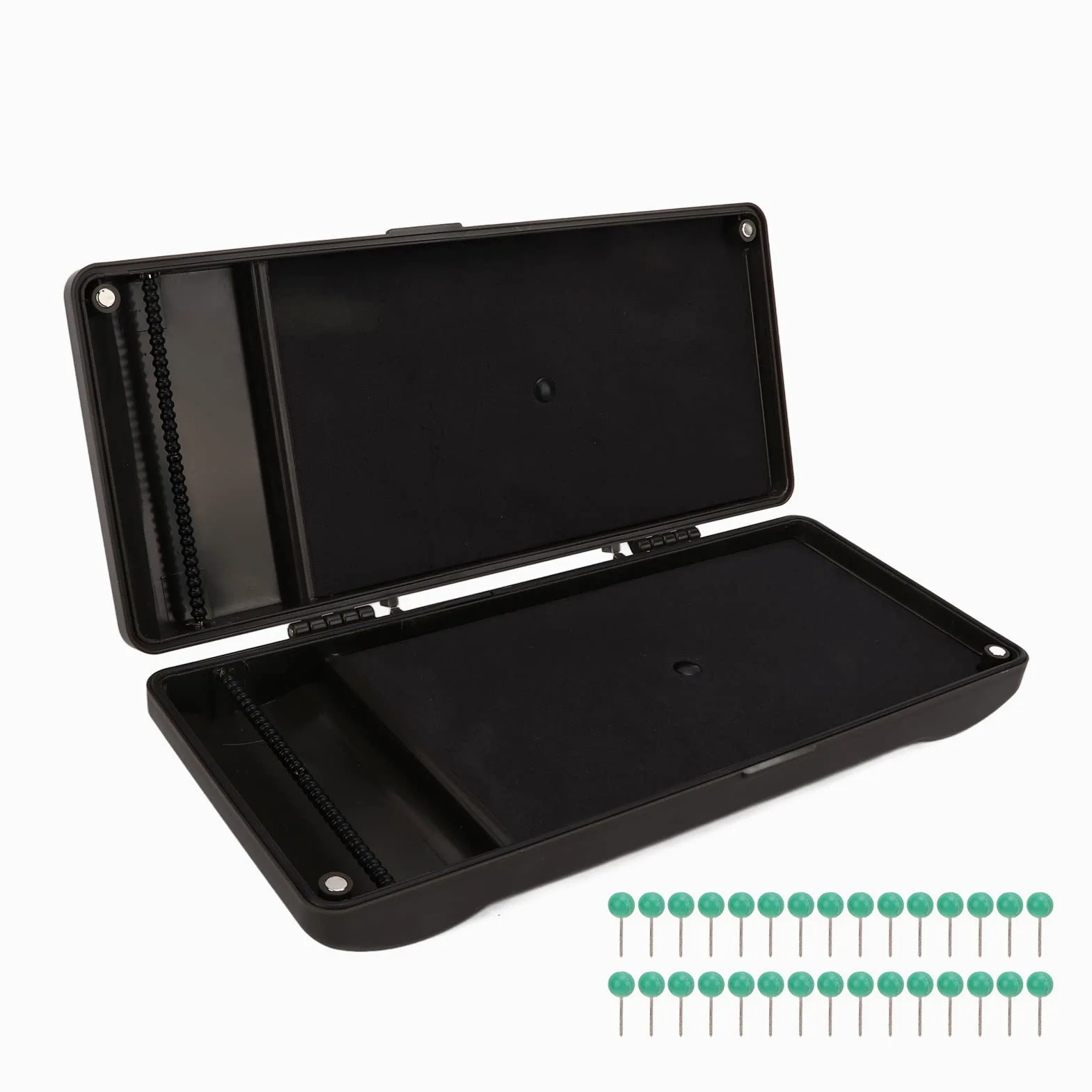 Caja de aparejos de pesca de carpa al aire de 2 capas, caja de almacenamiento de aparejo de pesca con 30 pines, caja de aparejo de plástico de doble capa para equipo de anzuelo