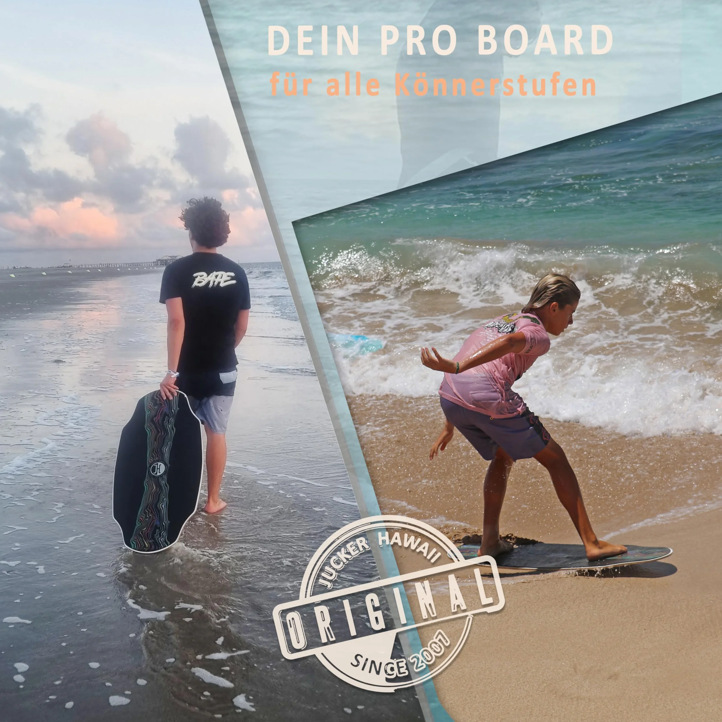 JUCKER HAWAII Skimboard HPL Lahaina Pro Tabla de esquí profesional con revestimiento HPL de doble cara y capa antideslizante EVA