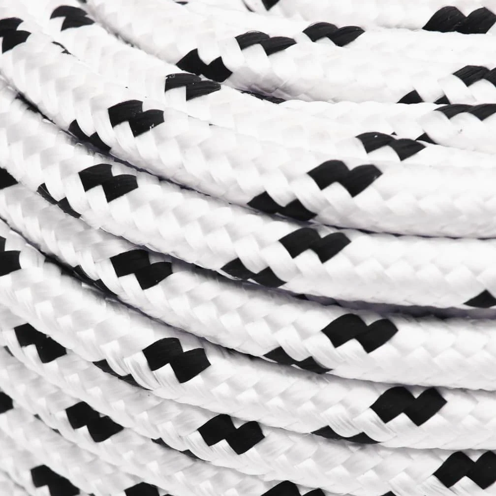 Cuerda para barco trenzada, color blanco, 6 mm x 100 m, poliéster, resistente a los rayos UV, resistente a la abrasión, resistente al agua salada, ideal para barco, camping, jardín, exterior