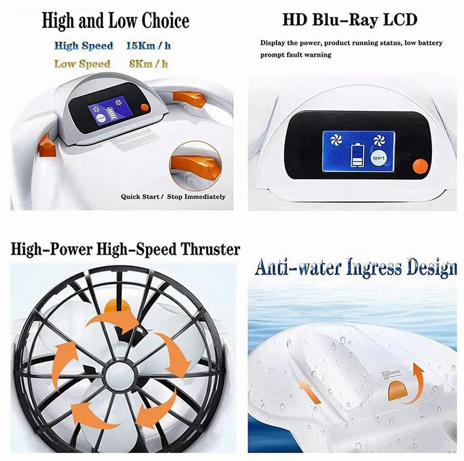 Patinete eléctrico de hélice para tabla de surf para natación y surf, diseño somatosensorial inteligente, capacidad de la batería 12 AH, ideal para actividades acuáticas de adultos