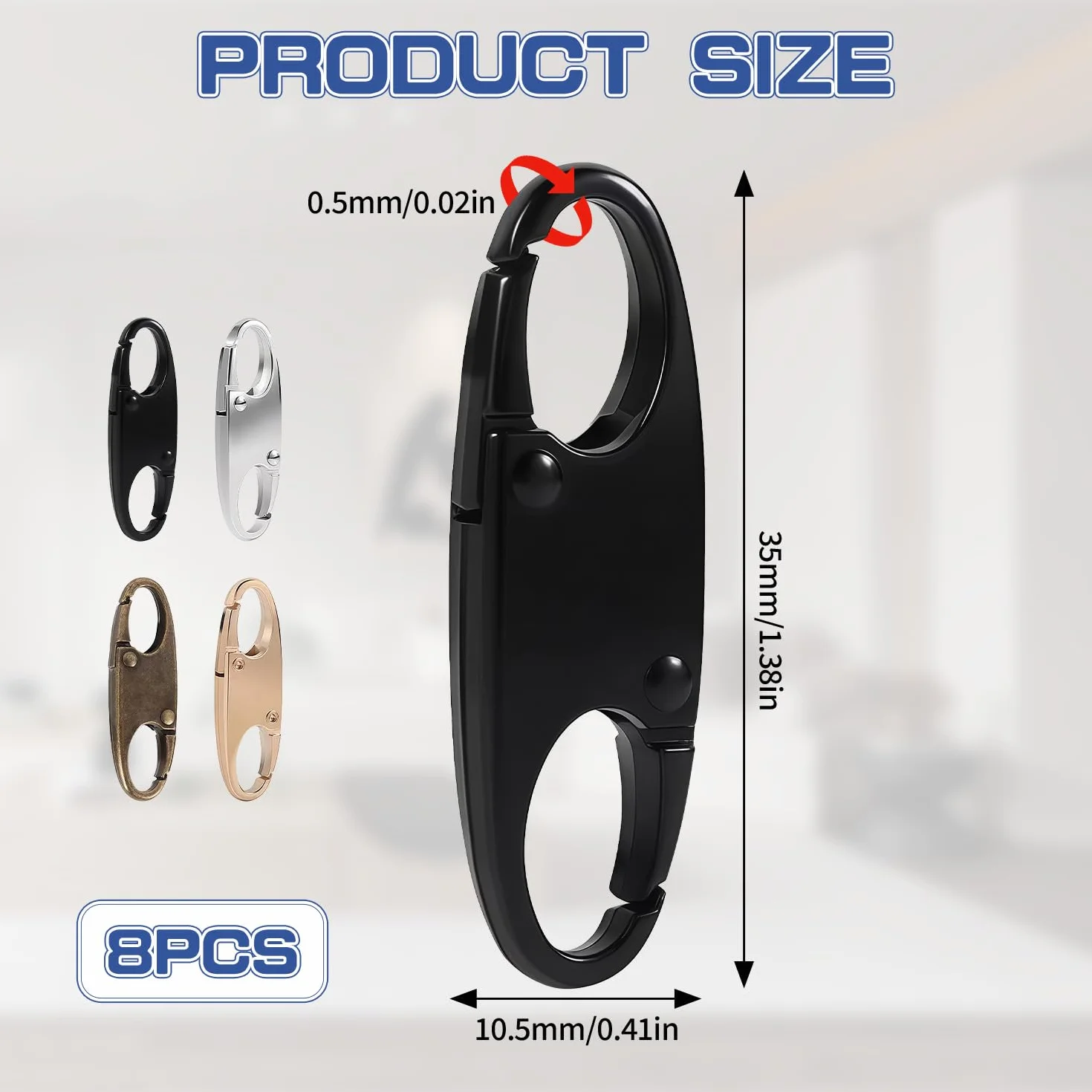 Paquete de 8 Clips con Cremallera pequeños en Forma de S | Mini mosquetón antirrobo de Doble Cara para Bloqueo de Cremalleras de Mochilas, Camping, Pesca, Viajes y Deportes al Aire Libre