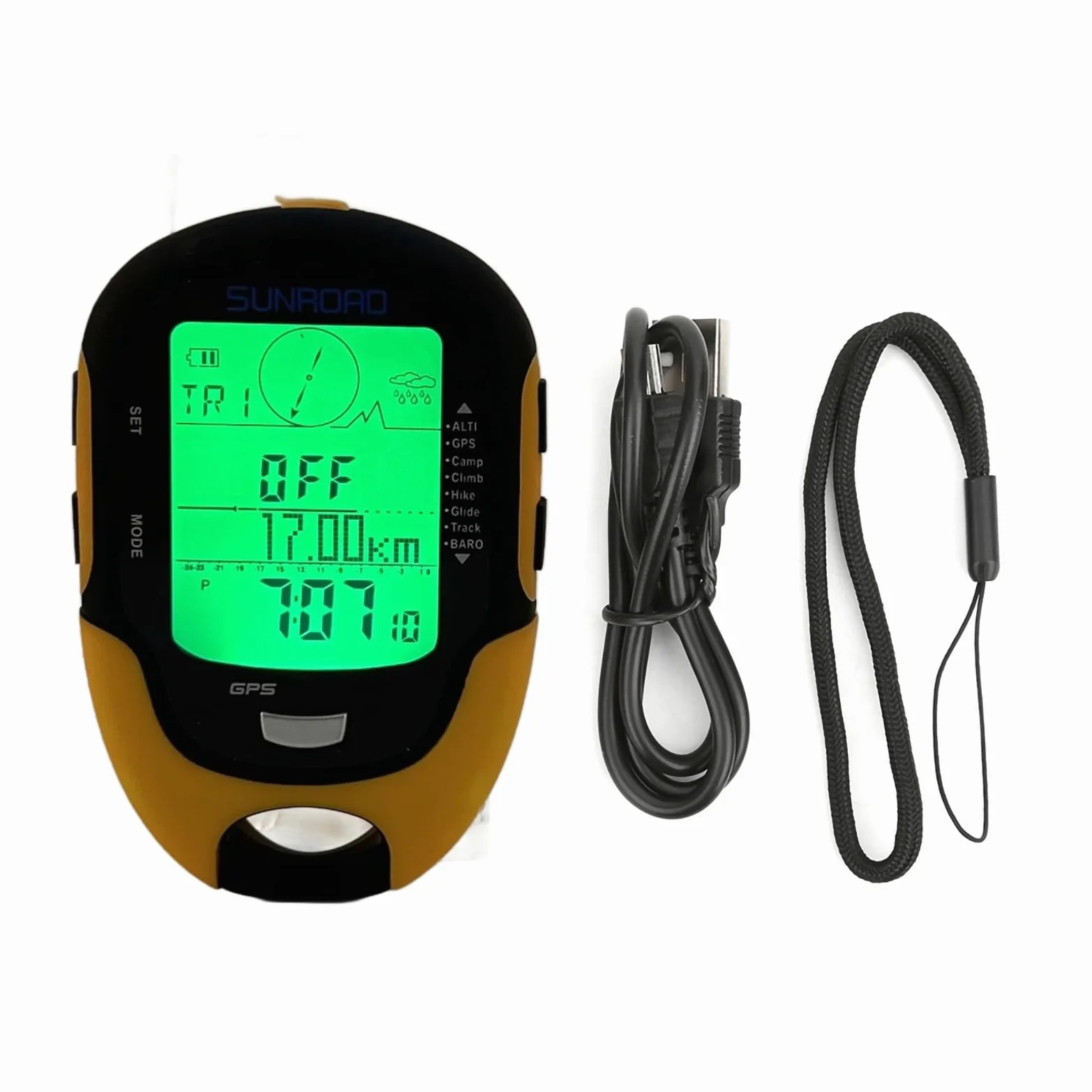 Altímetro electrónico GPS IPX4 Grado Impermeable Navegación Exterior Medidor de altitud Temperatura Humedad Brújula