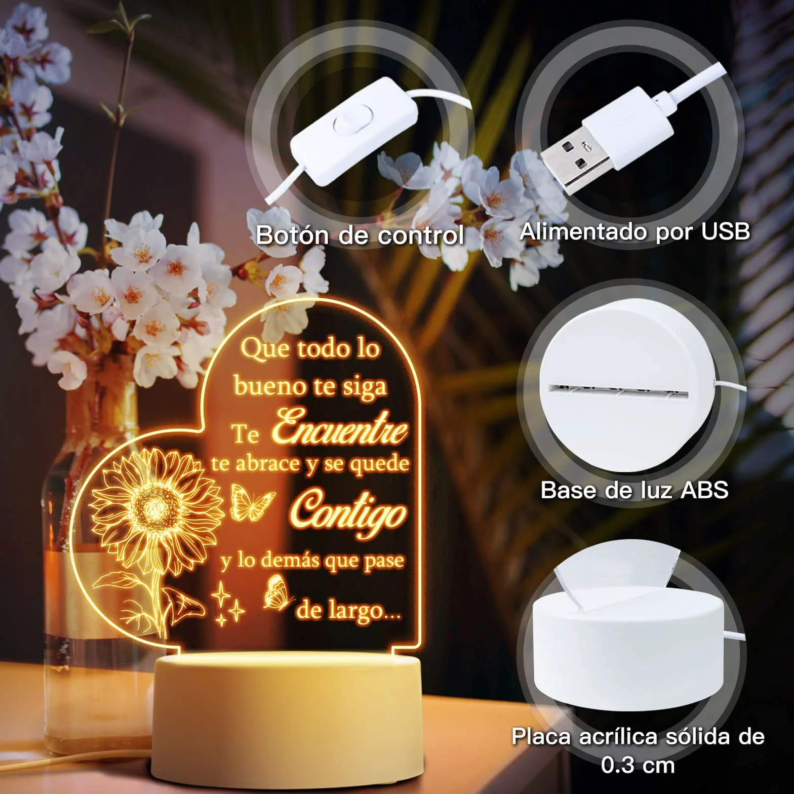 Buioata Lámpara de Noche Regalo Mujer Reyes Magos Amiga Invisible