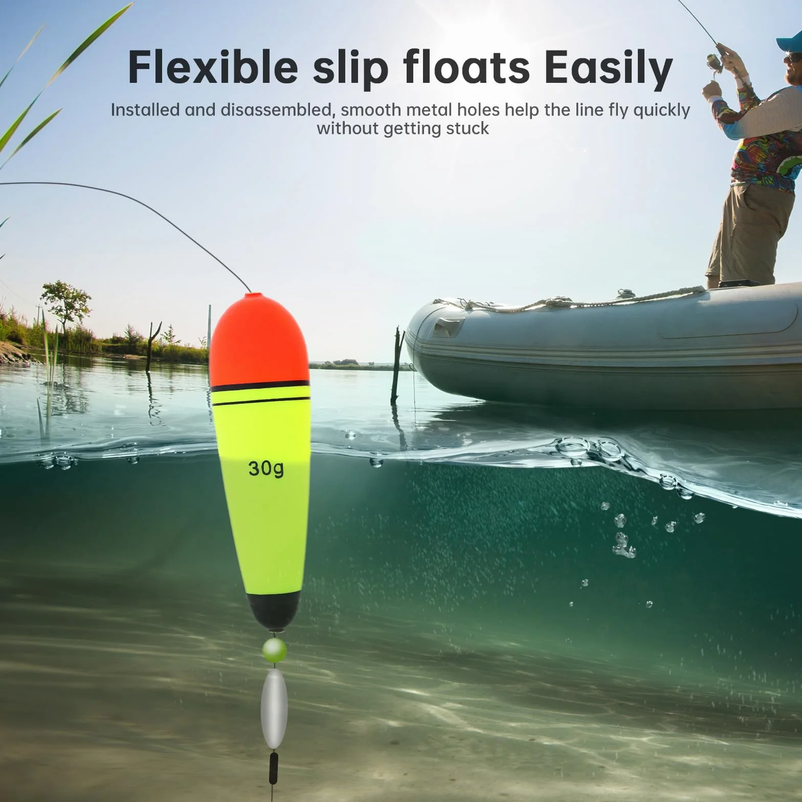 Bobbers de pesca flotadores de espuma EVA con peso, flotadores de pesca, boya de pesca deslizante, boya de pesca para agua dulce y salada (5 unidades de 30 g)