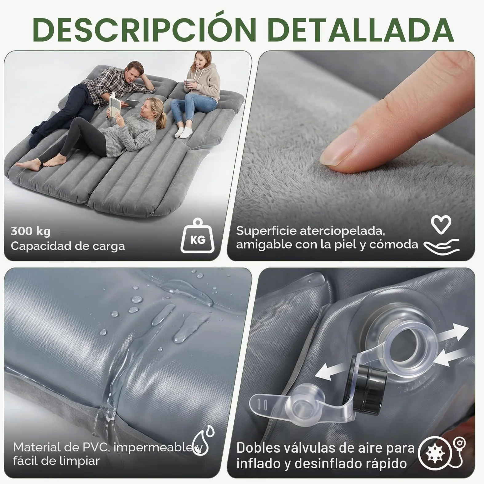 Sekey Colchón de aire para coche con bomba de aire de 12 V para viajes por carretera, SUV, colchón hinchable para 2-3 personas, infla en cualquier momento y relajarse inmediatamente, colchón hinchable
