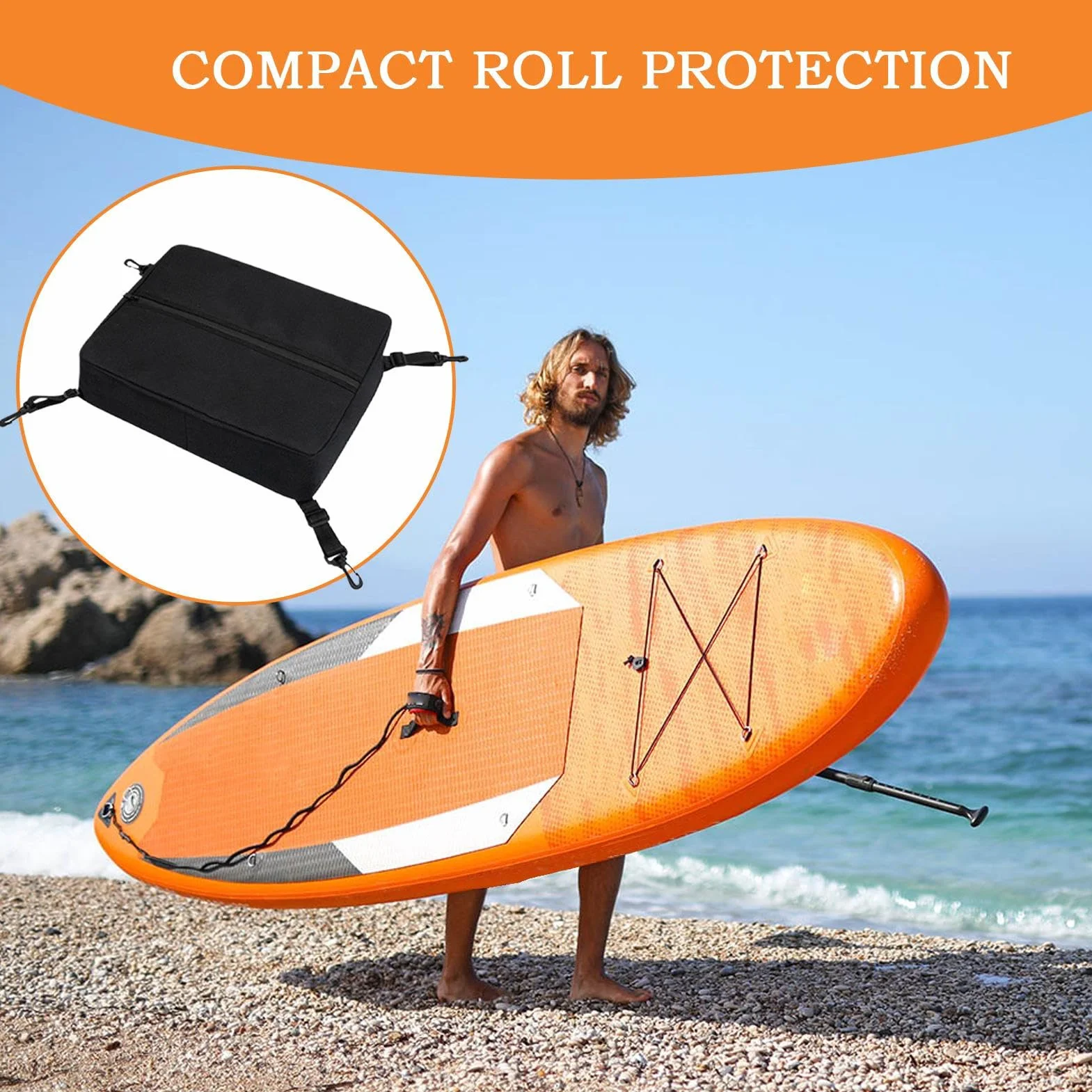 Paddle Board Deck Bag, Surfboard Storage Mesh Pouch, Zippered Stand Up Paddleboard Accessory, Waterproof and Lightweight Gear Organizer for Kayaking, Outdoor Adventures