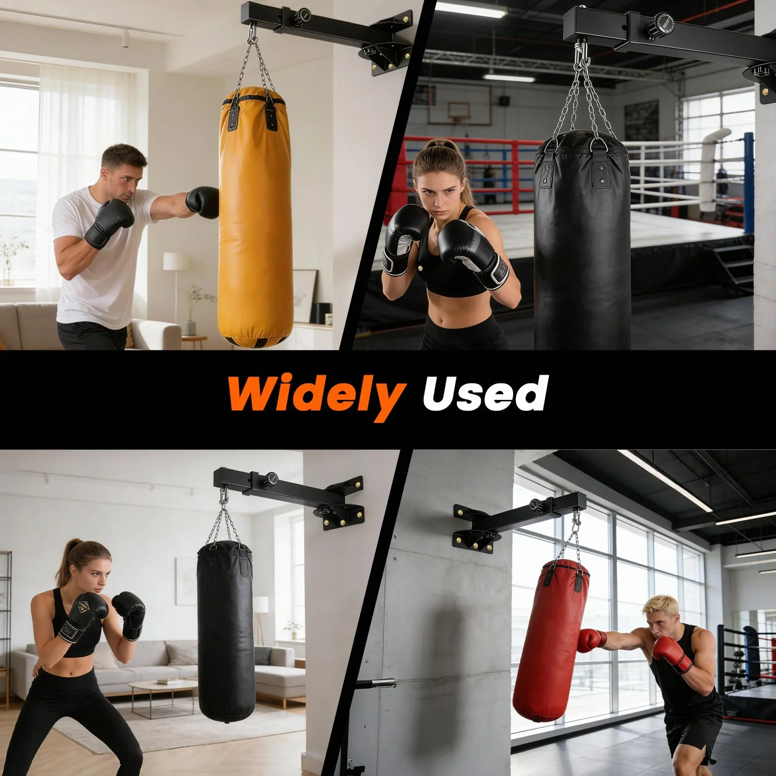Soporte para Saco de Boxeo, Soporte para saco de boxeo ajustable con rotación de 180°, Soporte giratorio resistente para gimnasio en casa, adecuado para kickboxing, Muay Thai, MMA y bolsa de velocidad