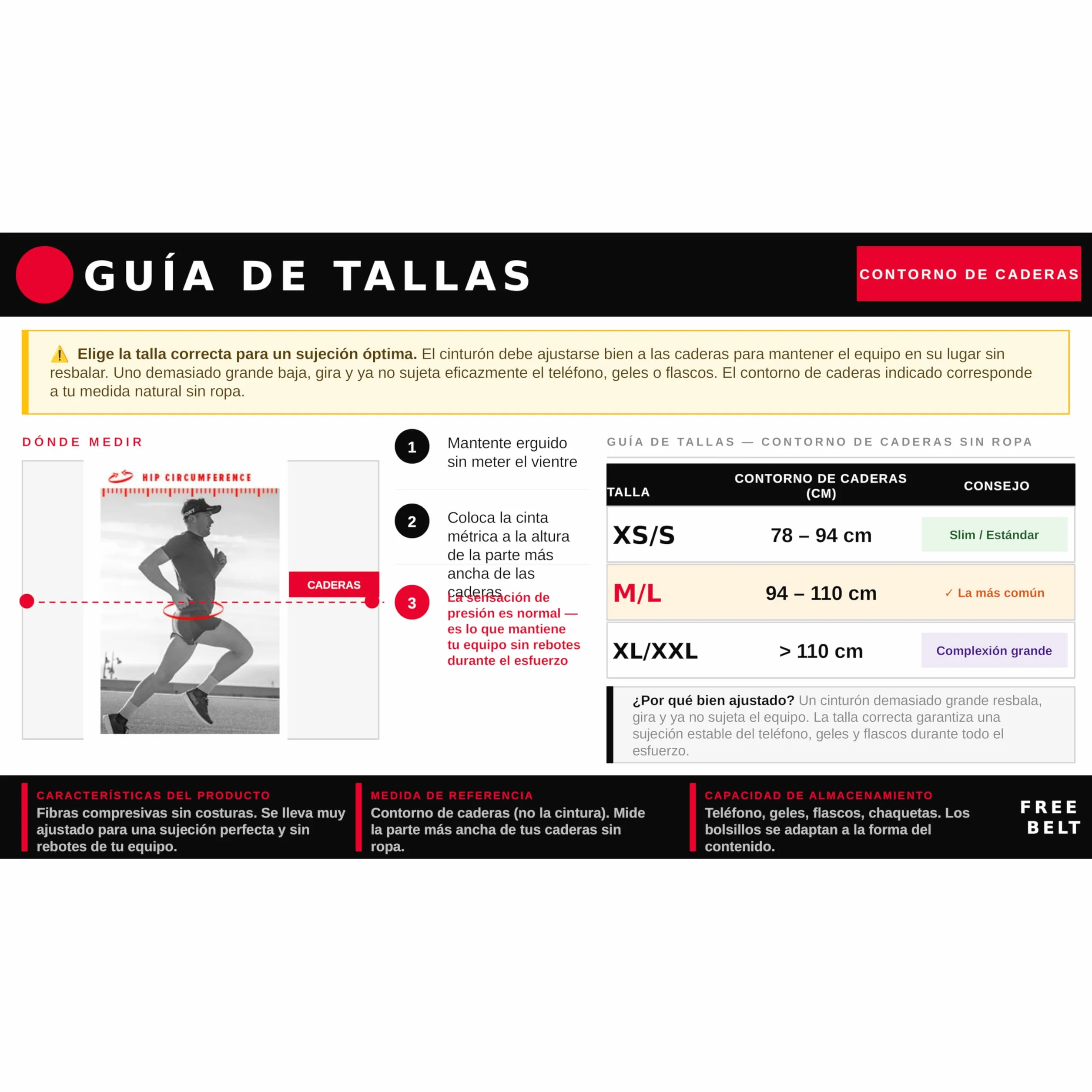 Compressport Free Belt Pro Cinturón para Correr Ultra Ligero Transpirable Sin Rebote Negro