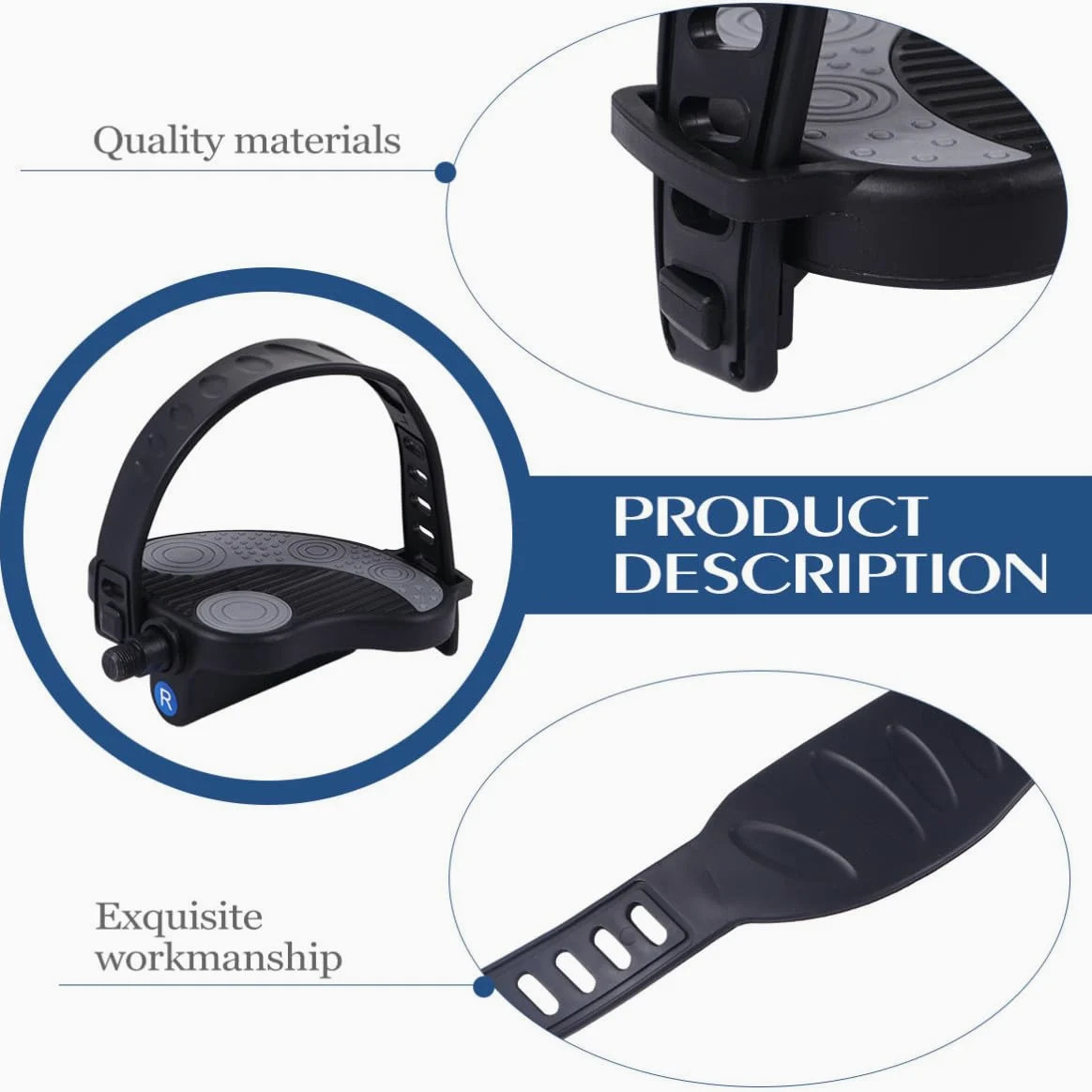 MAGICLULU Pedales para Bicicleta Estática de Plástico con Correas y Anillo de Sellado para Mayor Comodidad en Paseos Largos, Diseño con Hebilla Ajustable y Rosca 9/16 Varios Estilos