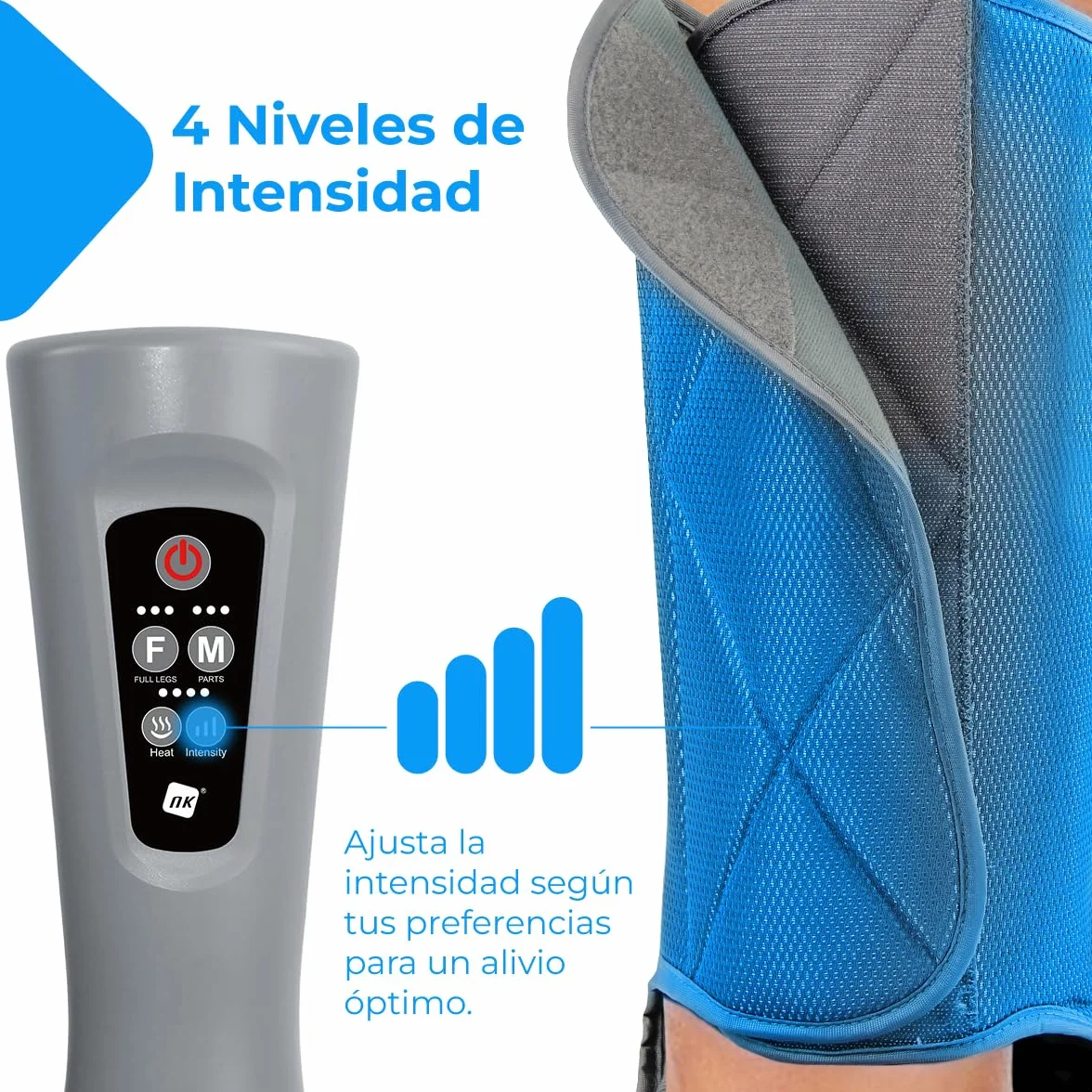 Masajeador de Piernas con 6 Modos de Masajes, Mando 4 Niveles, Temporizador, Calor, Compresión de Aire