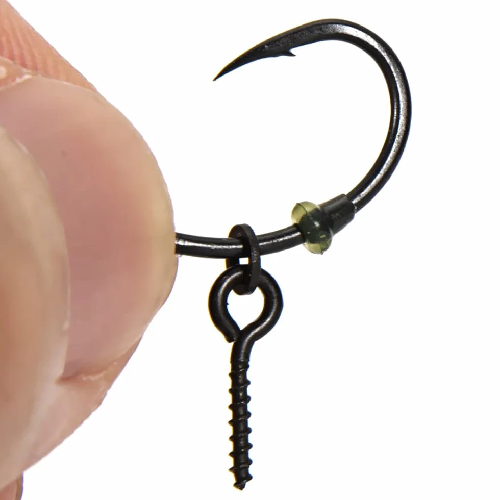 Juego de 170 tornillos de pesca para pesca de carpa accesorios, 50 tornillos de pesca, gancho de tornillo de tornillo y 120 piezas topes gancho gancho gancho cebo para pesca de carpas
