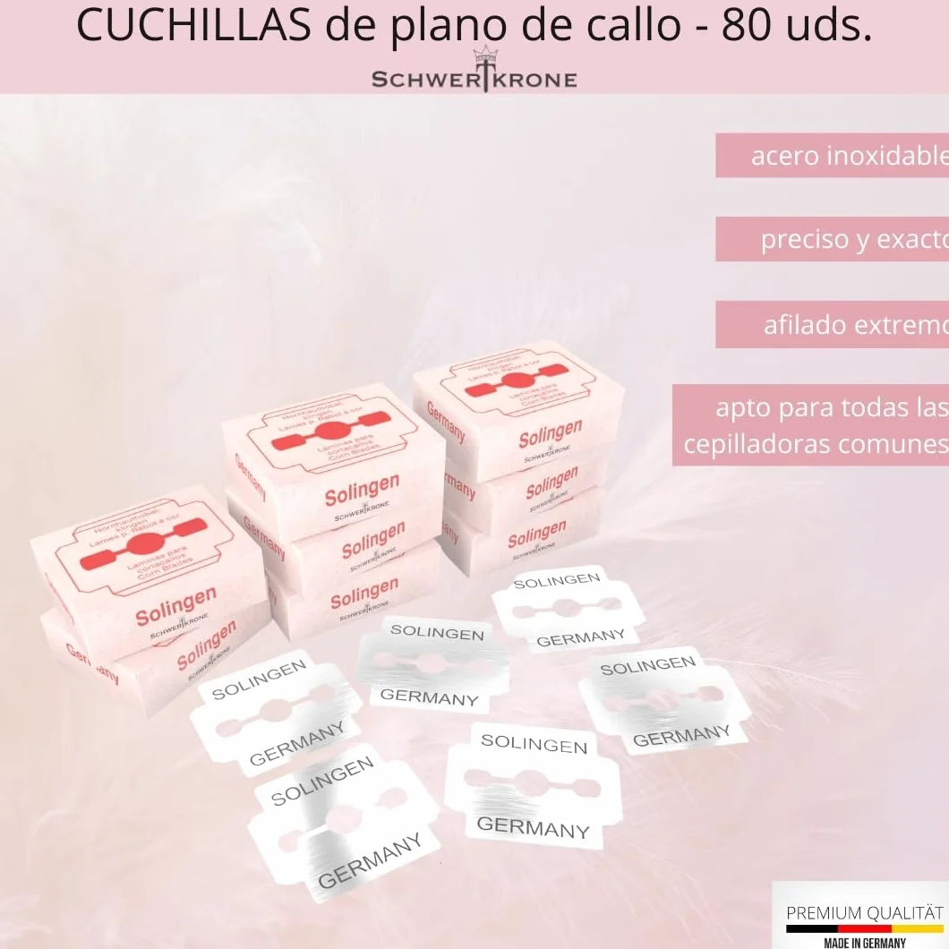 Schwertkrone Cuchillas de cepillo para callos 80 piezas acero inoxidable pedicura