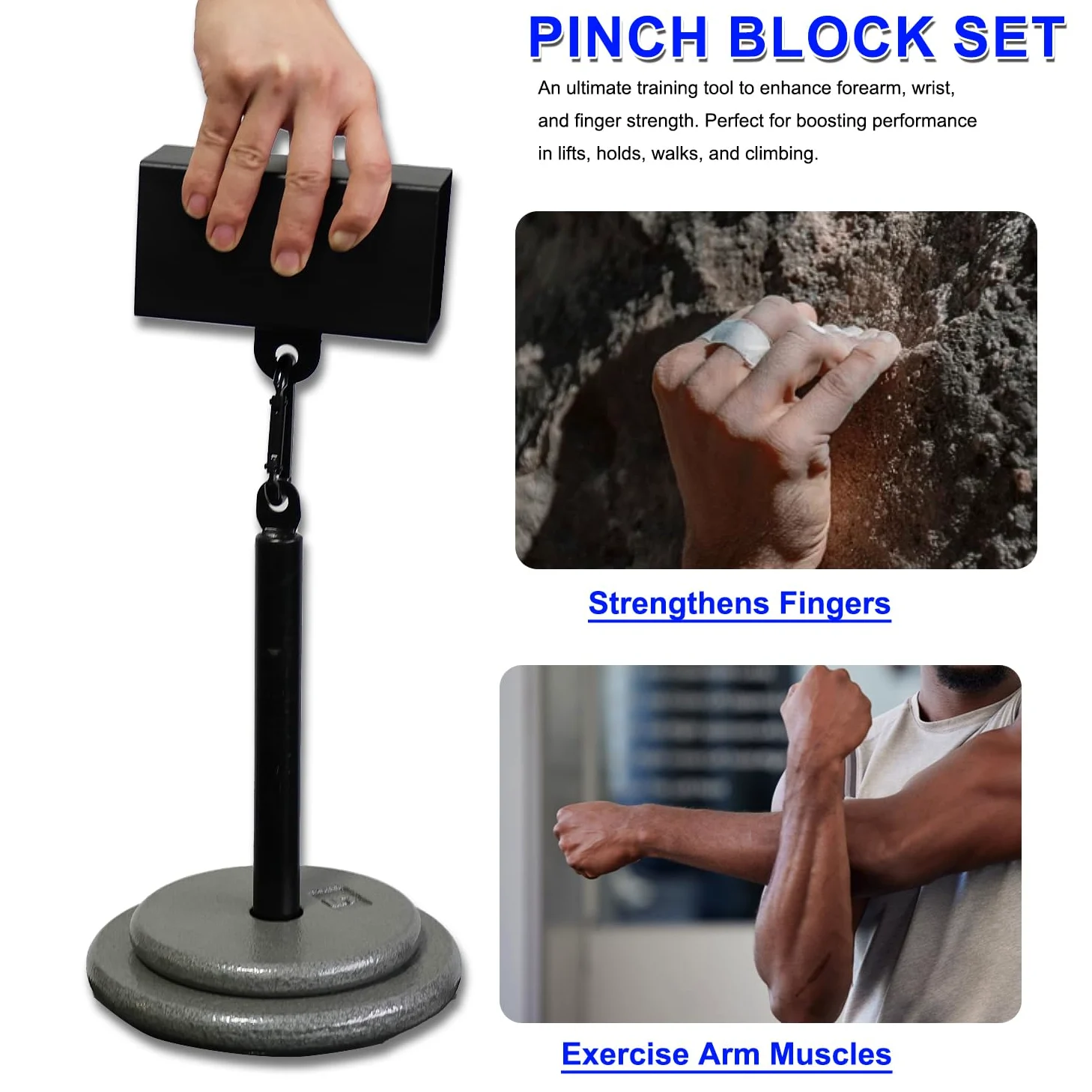 Juego de agarre de bloque de pellizco de metal con pasador de carga, agarre de bloque de pellizco para escalar, entrenamiento de fuerza de dedos, pellizco de mano, fortalecedor de entrenamiento de