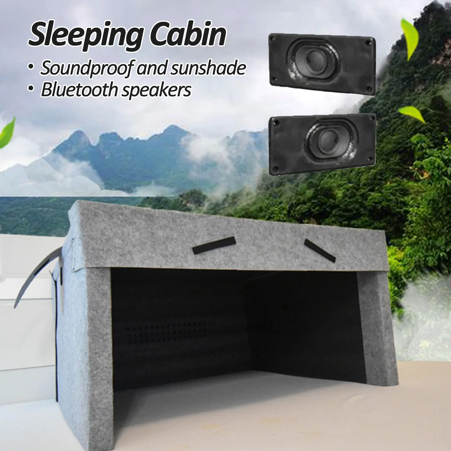 Almohada de cabina para dormir insonorizada, espacio de privacidad plegable, tienda de campaña silenciosa con altavoces dobles integrados para un sueño más profundo