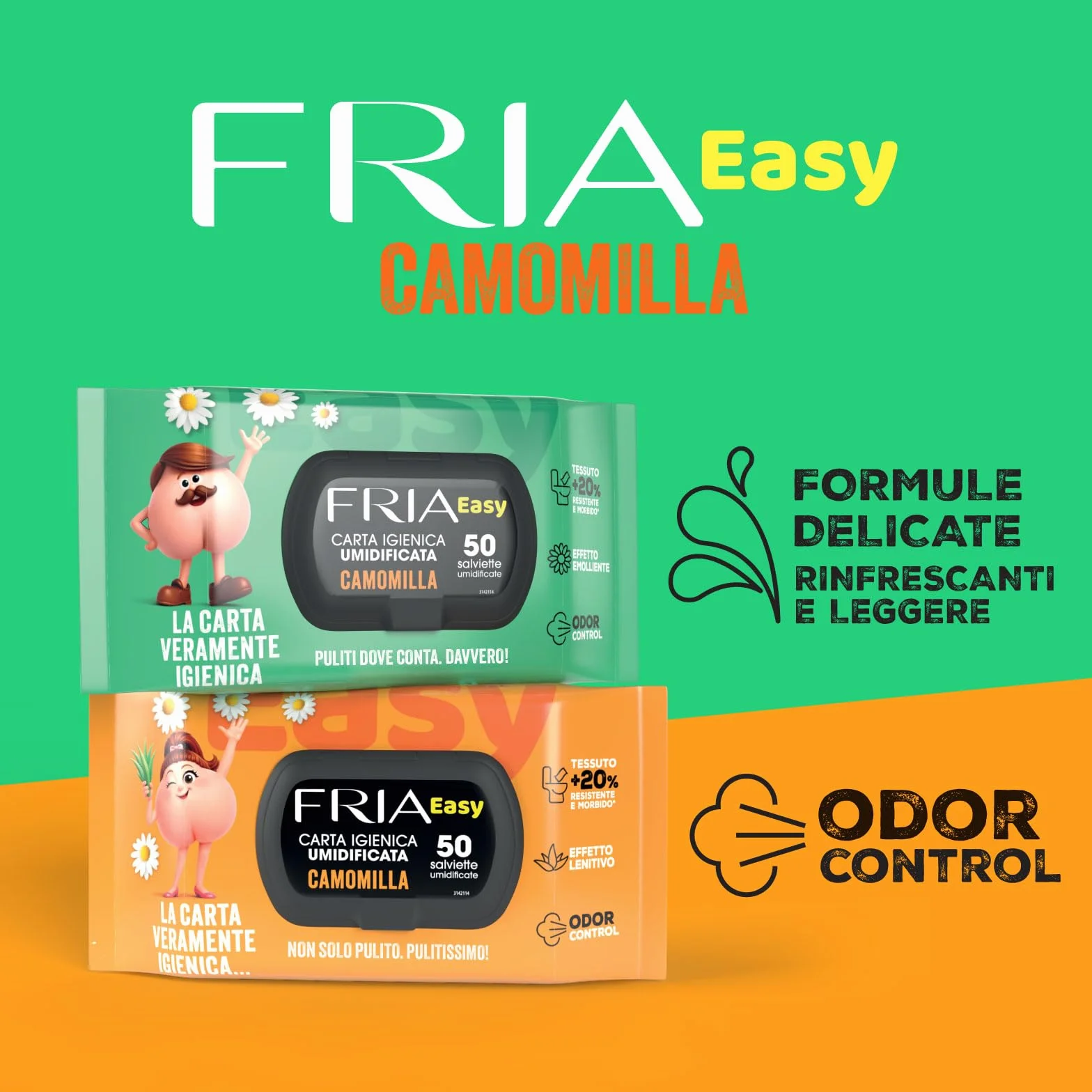Fria Papel higiénico Easy Wet, 50 toallitas