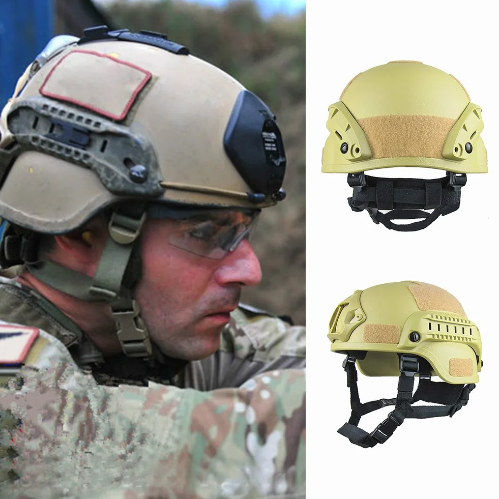 Casco de protección Airsoft, casco táctico militar versión MICH 2001 | Protección de cabeza unisex Airsoft Gear Paintball con soporte NVG y guías laterales para juegos CS al aire libre