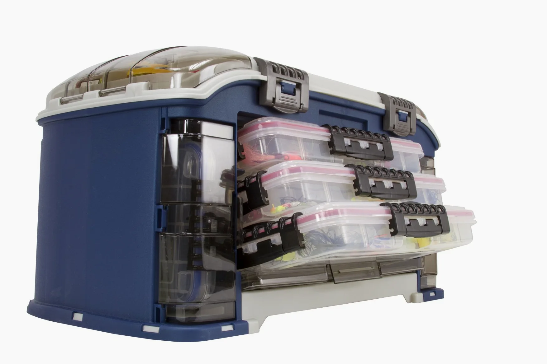 Plano Elite Series Ultimate - Sistema de Aparejos en ángulo, Azul, Incluye 7 Cajas de Utilidad Stowaway, Almacenamiento de Aparejos Premium para Equipo de Pesca y Accesorios, Funda Impermeable