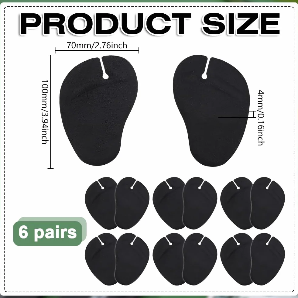 AHANDMAKER 6 Pares Protectores Dedos Piel Sintética Sandalias 2.75x3.94 Pulgadas Cojín Antideslizante Playa Accesorios Agarre Pies Negro