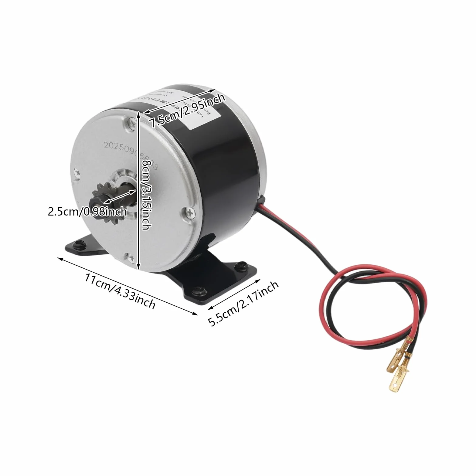 Motor eléctrico de 250 W, 24 V CC, 2550 rpm, 14 A, cobre puro, rueda dentada de 11 dientes (25 H) reversible, rodamiento de precisión para scooters eléctricos, bicicletas eléctricas, minimotos y