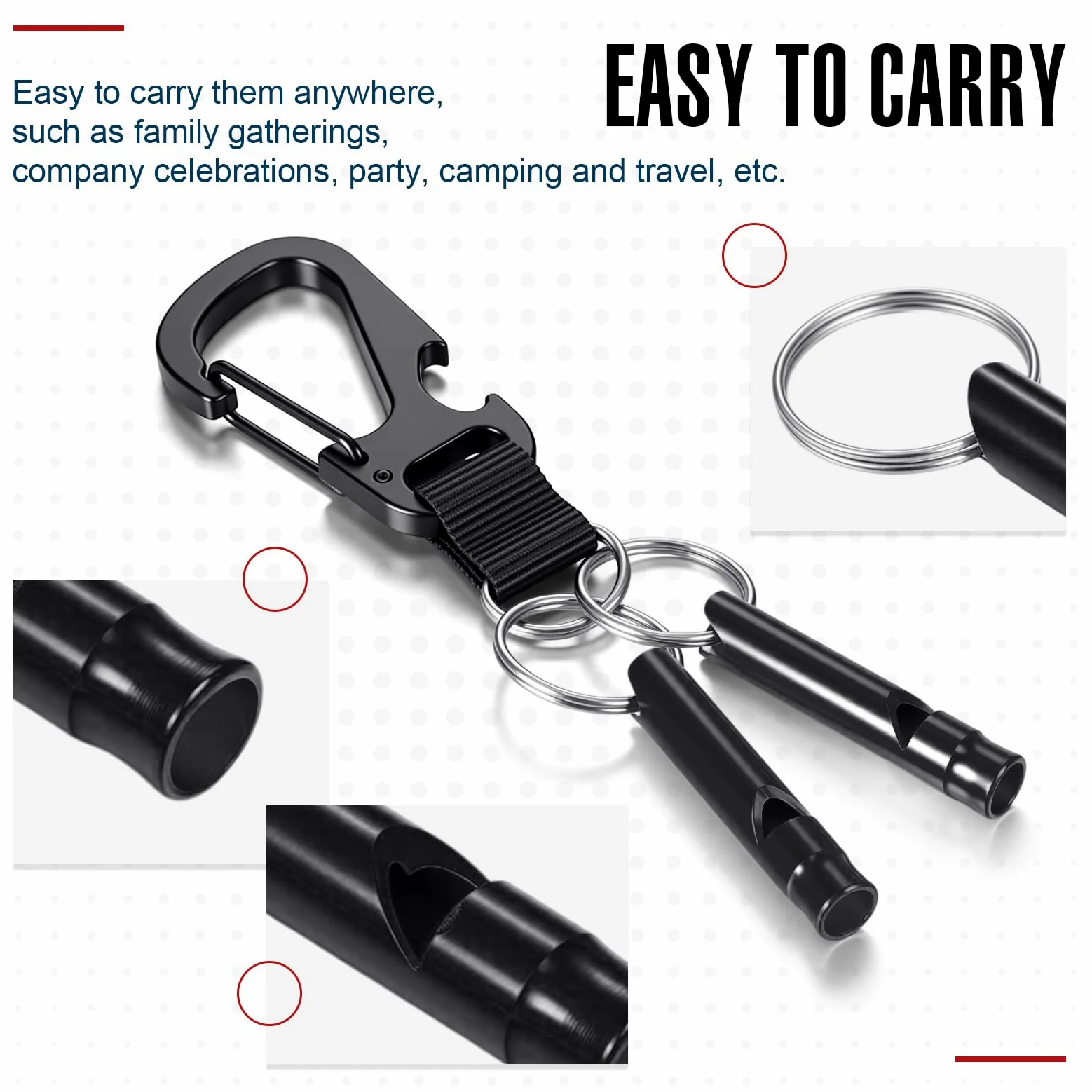 Konohan Silbato de emergencia de aluminio 105 con llavero, silbato de supervivencia, resistente, ligero, sonido fuerte para mujeres, camping, defensa, senderismo, alarma, 7 colores