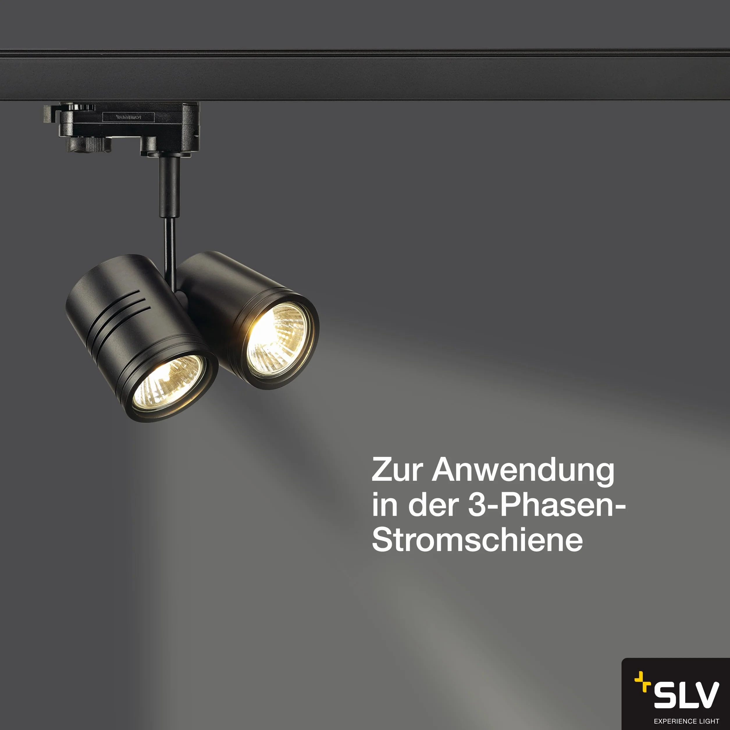 BIMA 2 SLV Negro Trifásico Proyector LED Carril GU10 50W Luminaria Interior