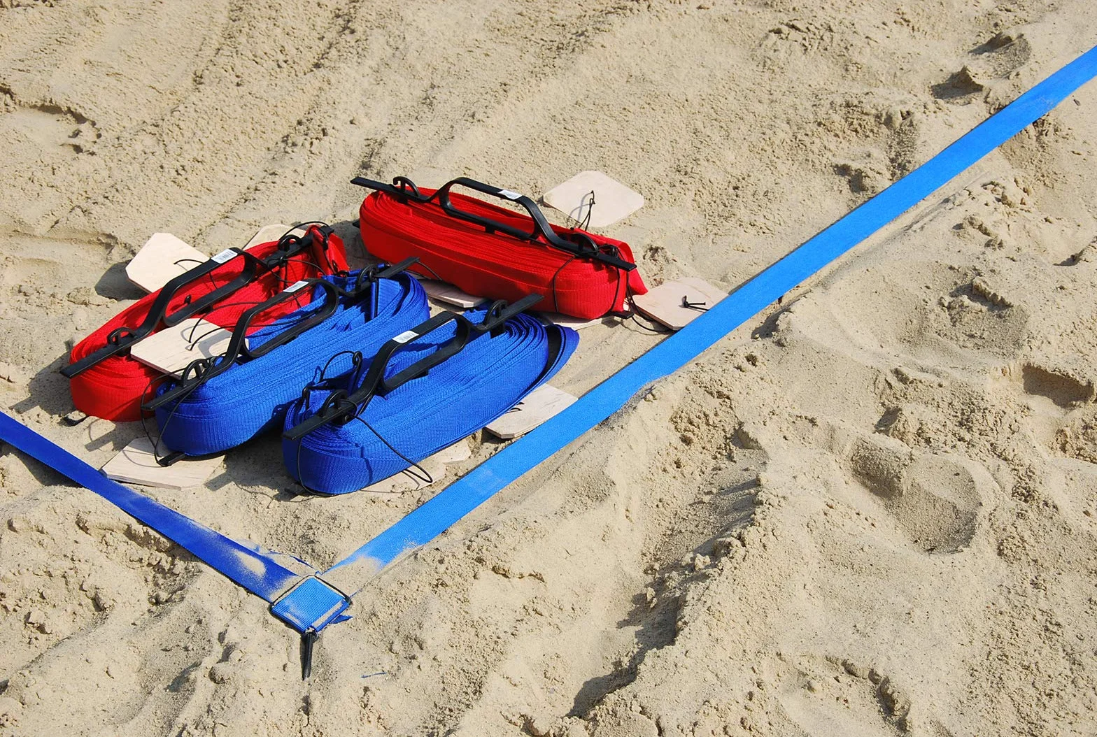 Cintas Marca Campos para Vóley Playa 16x8m x4cm Ajustable 18x9m