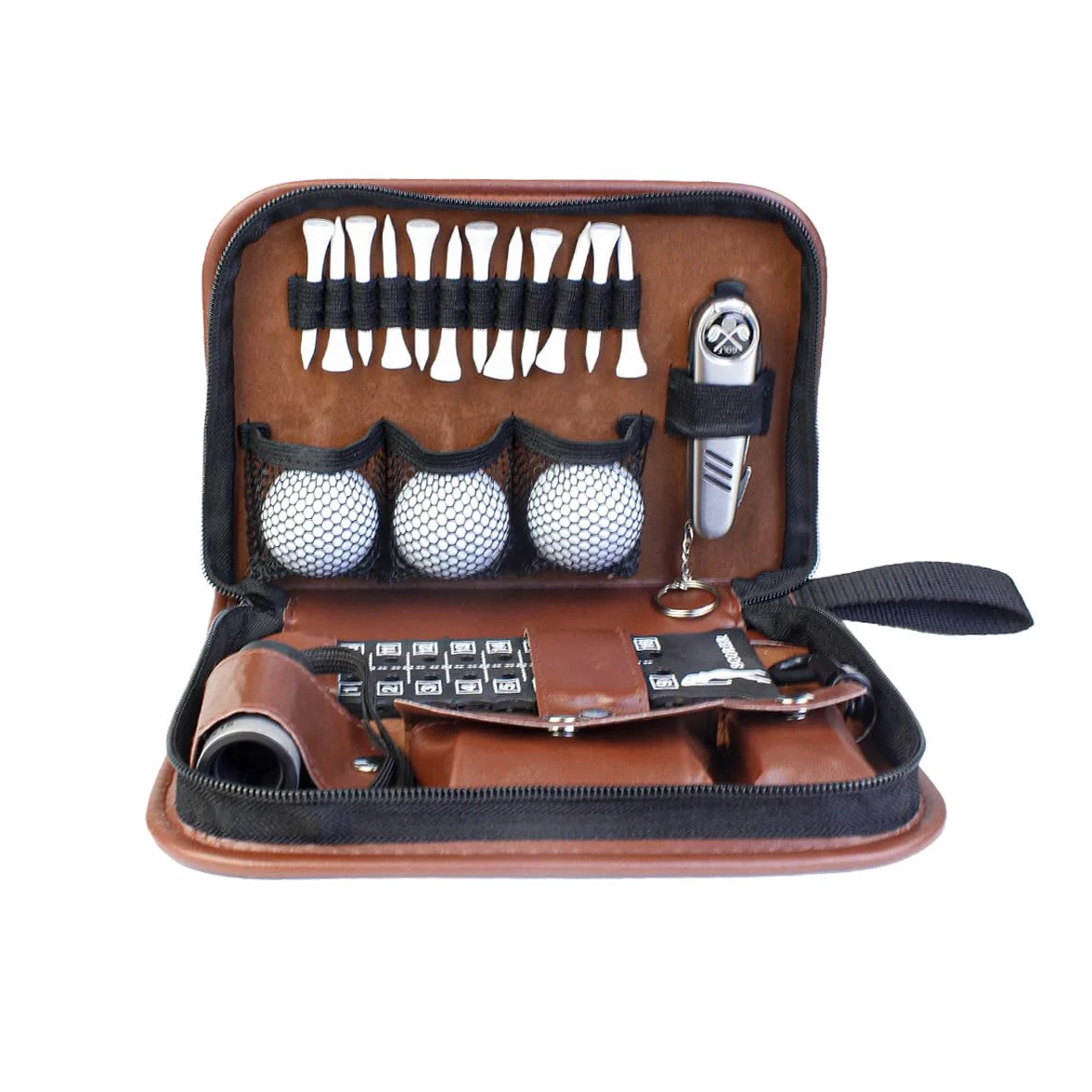 Regalos de golf para hombres y mujeres, juego de accesorios de golf con estuche de alta gama, telémetro, cepillo y tees, multifuncional.
