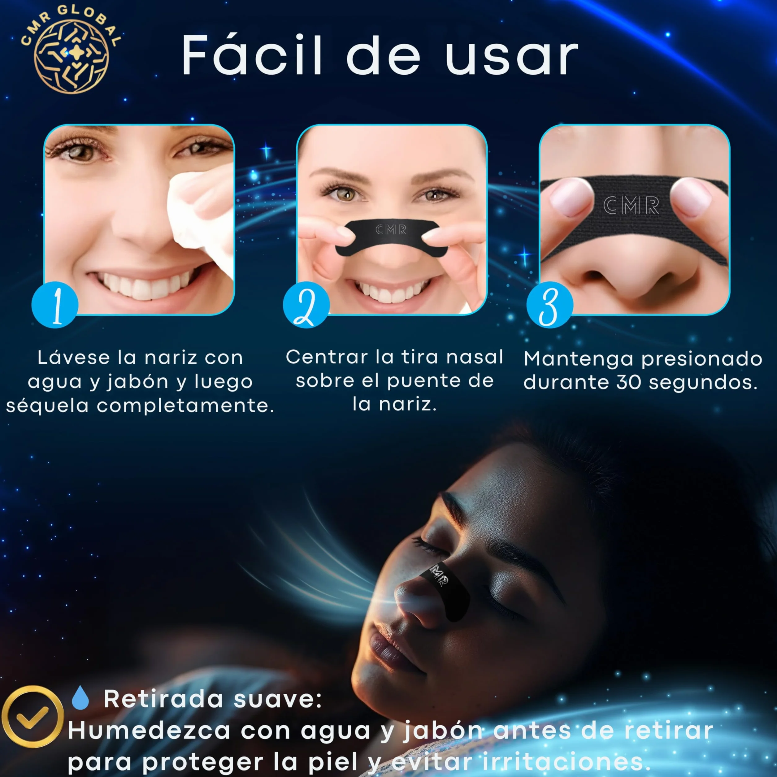 Tiras Nasales Deportivas Antironquidos Premium 120 Unidades - Alivia Congestión Nasal