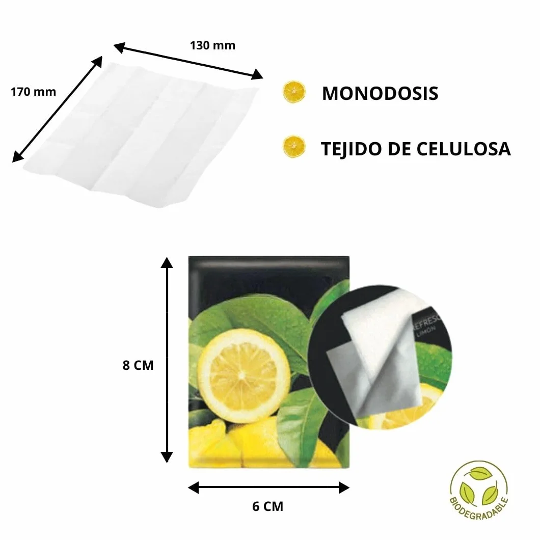 Obulco Toallitas Limón Refrescantes Manos Elimina Olores Marisco Pescado Carne Sobres Individuales