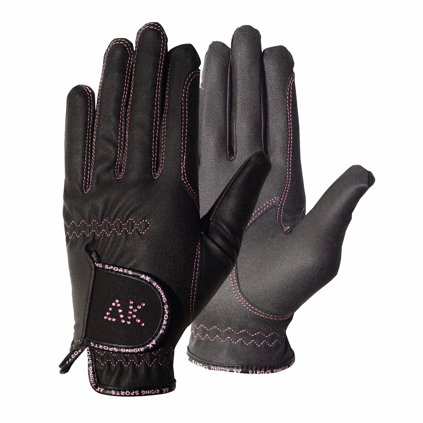 AK - Guantes de equitación para mujer, hombres y niños, con piedras