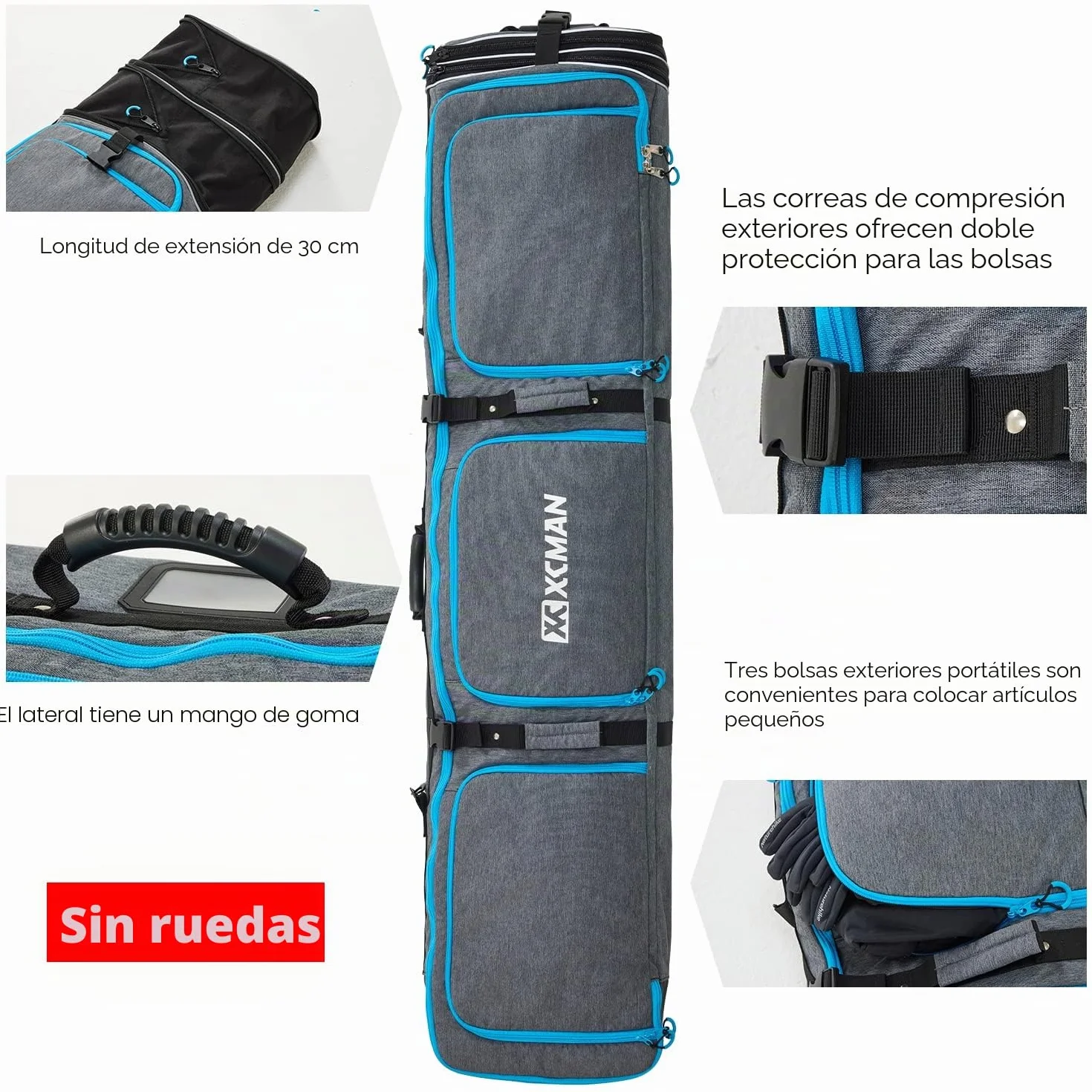 XCMAN Bolsa de snowboard 160/190 cm resistente para viajes