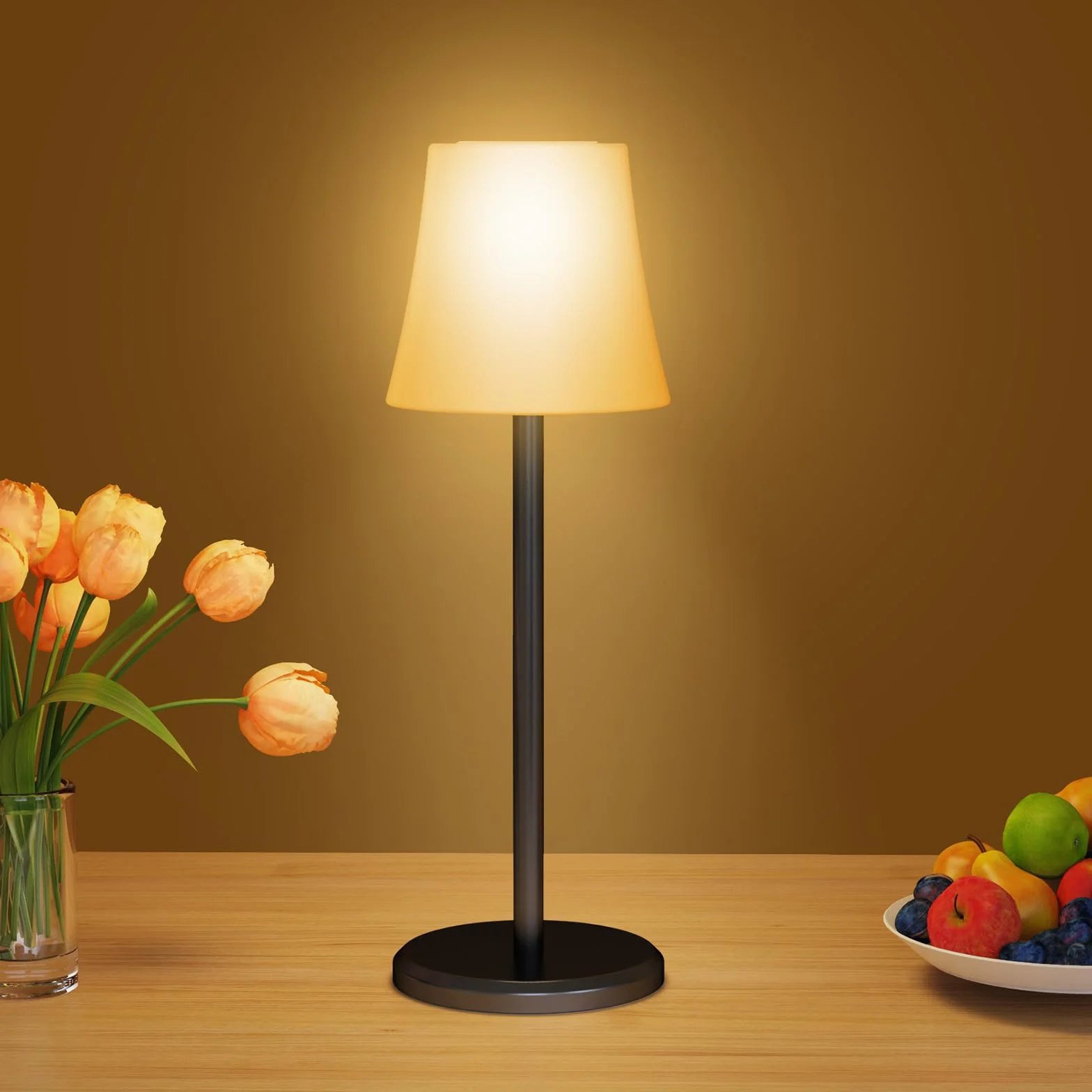 Suright Lámpara de Mesa Inalámbrica con 3 Temperaturas de Color RGB, Recargable IP54 Impermeable