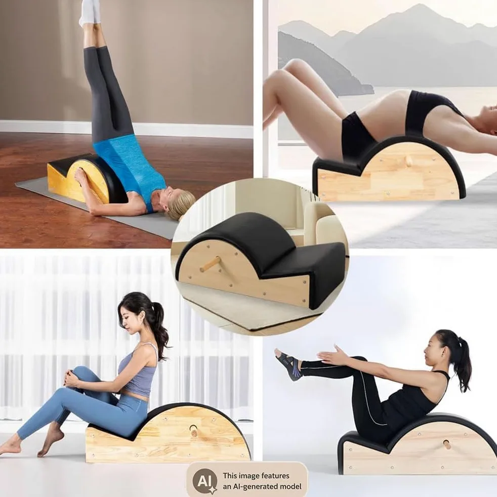 Corrector de Columna Espinal Pilates – Corrector de Postura, Máquina de Pilates Reformer, Accesorio de Yoga y Pilates , Madera Caucho,casa y Entrenar en el Gimnasio