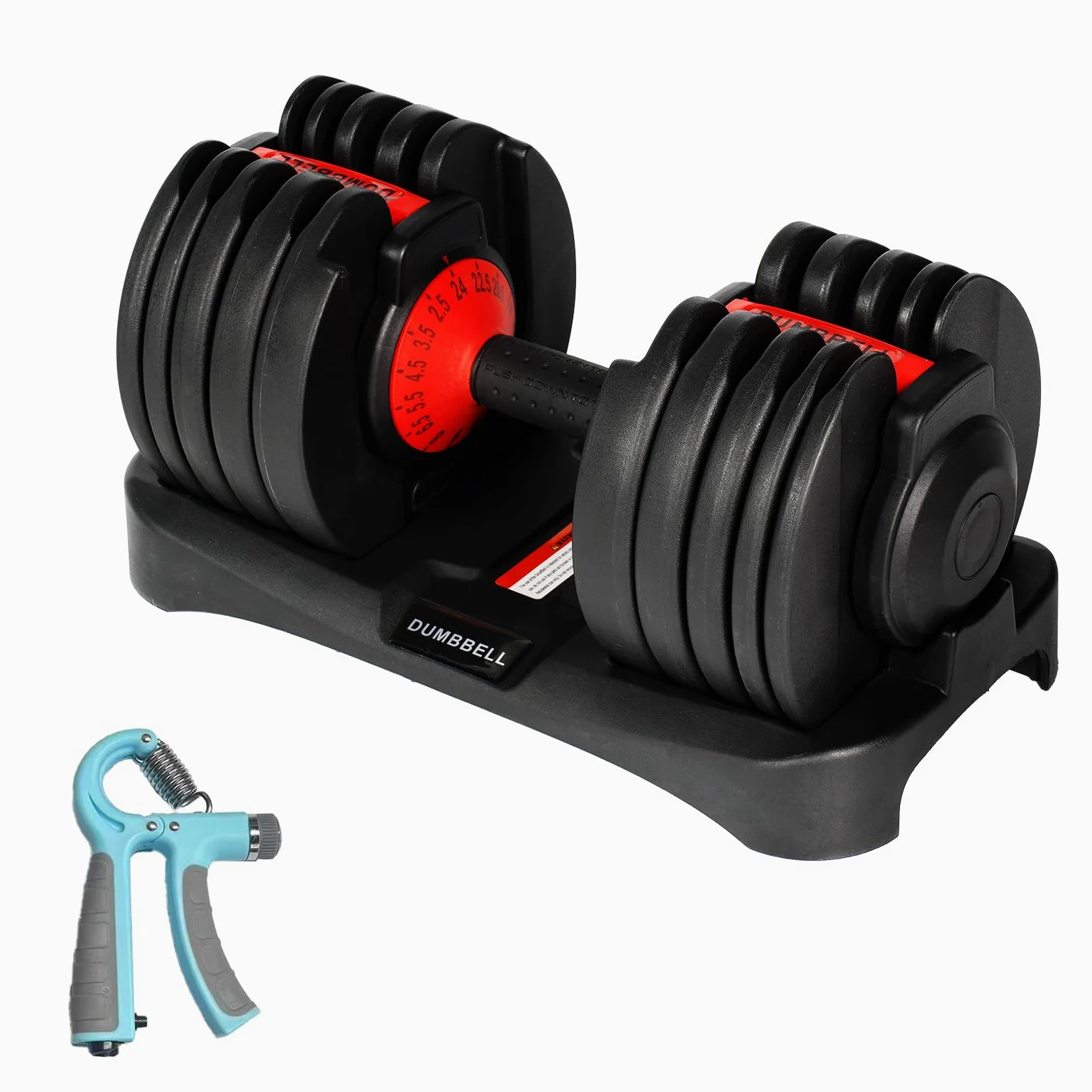 24kg Mancuerna Ajustable,Pesas y Mancuernas,Mancuernas Cortas Ajustables,15 Niveles de Peso,Ajuste Rápido Ajuste Con Una Sola Pulsación,Juego de Mancuerna con Discos de Pesas (Único 24kg)