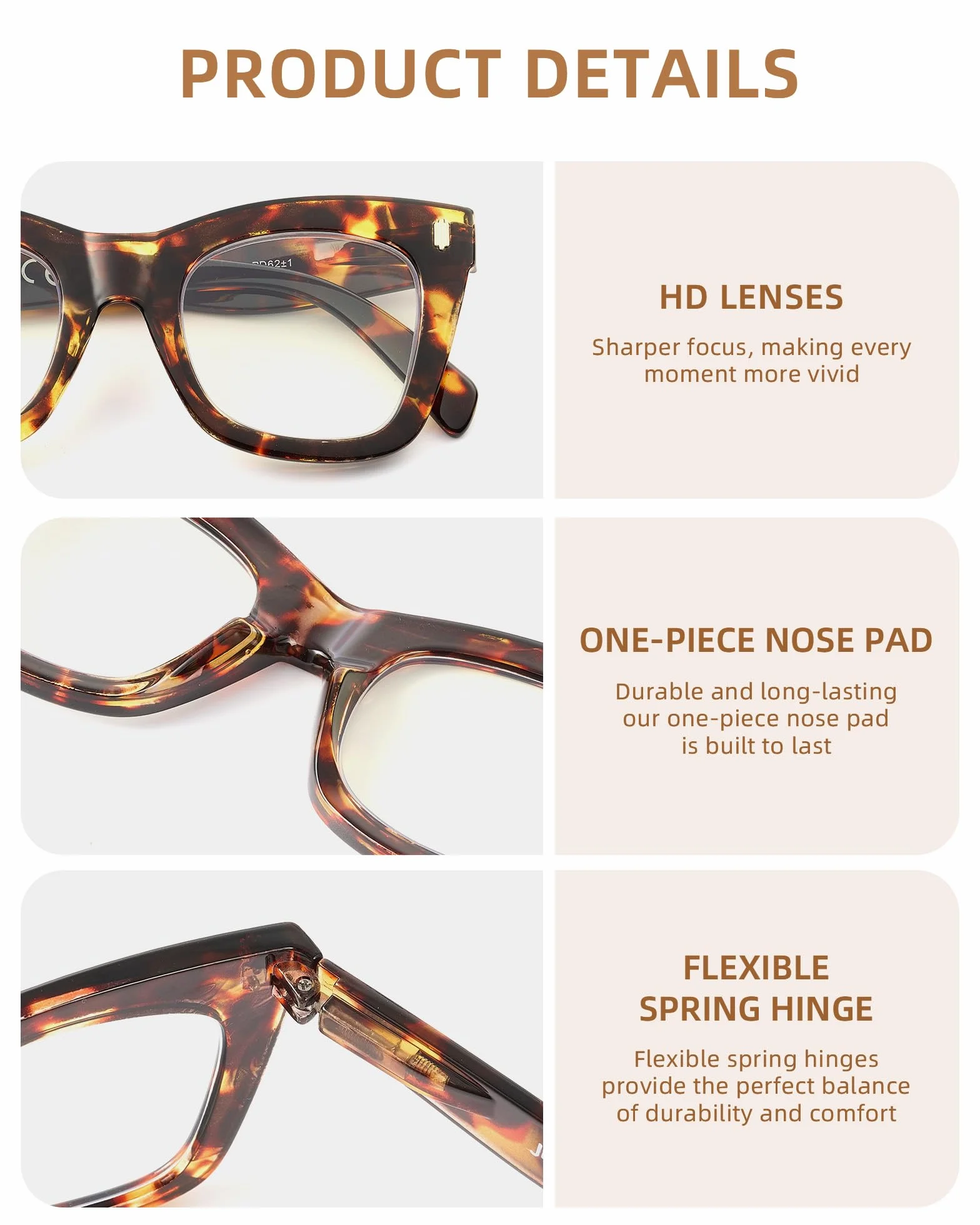 JM Gafas de Lectura para Mujer, Cuadrado Moda Grande Ojo de Gato, Luz Azul, 4 Pack