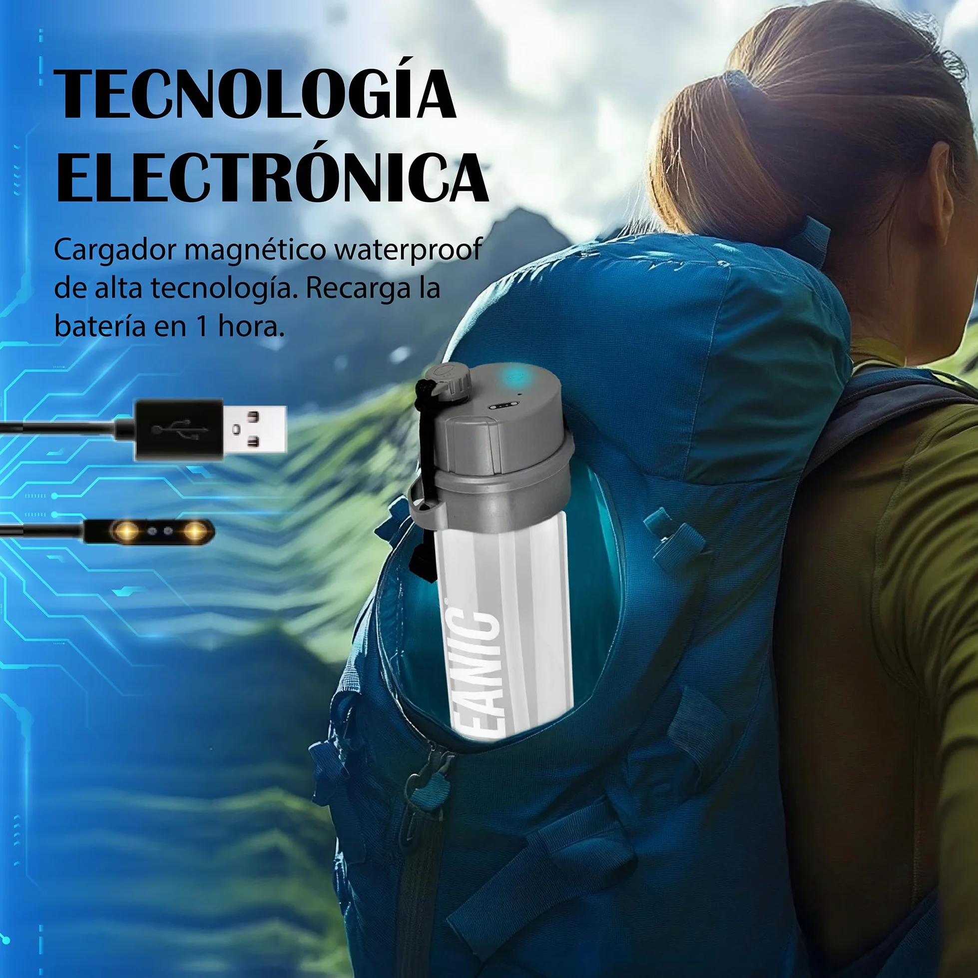 EcoBottle 2.0 750 ml Rosa – Botella Purificadora de Agua Reutilizable | Ozonizador de agua portátil | Elimina virus y bacterias | Sin filtros