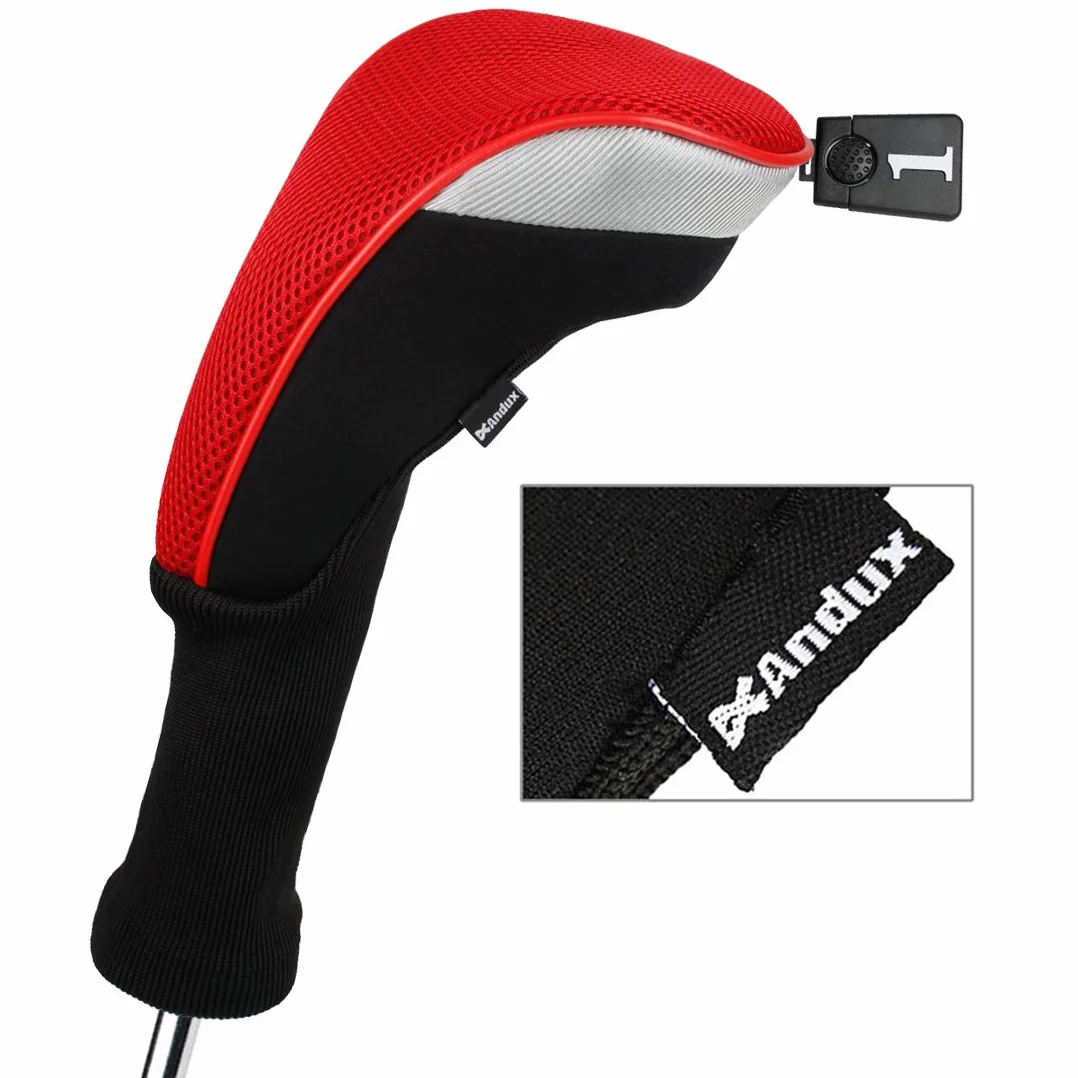 Andux Juego de 3 Fundas para Cabeza de Palo de Golf de Madera, Cuello Largo 460 CC