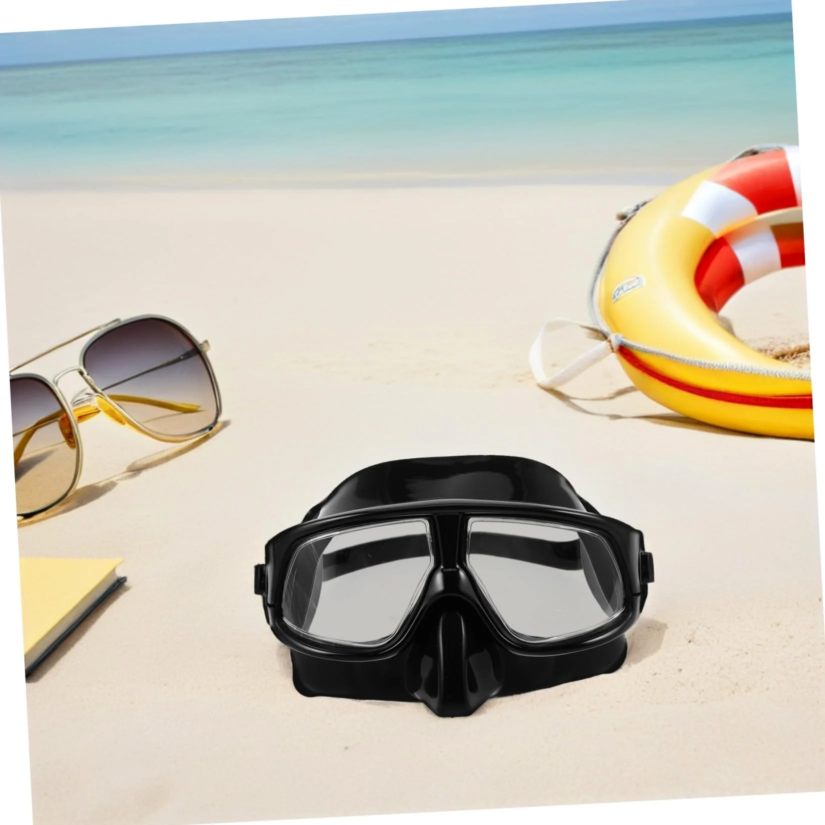 Máscara de Snorkel de Gran Visión Volumen para Adultos | Silicona Negra, Uso en Piscina y Snorkel, Diseño con Cubierta Nasal y Ajuste Cómodo